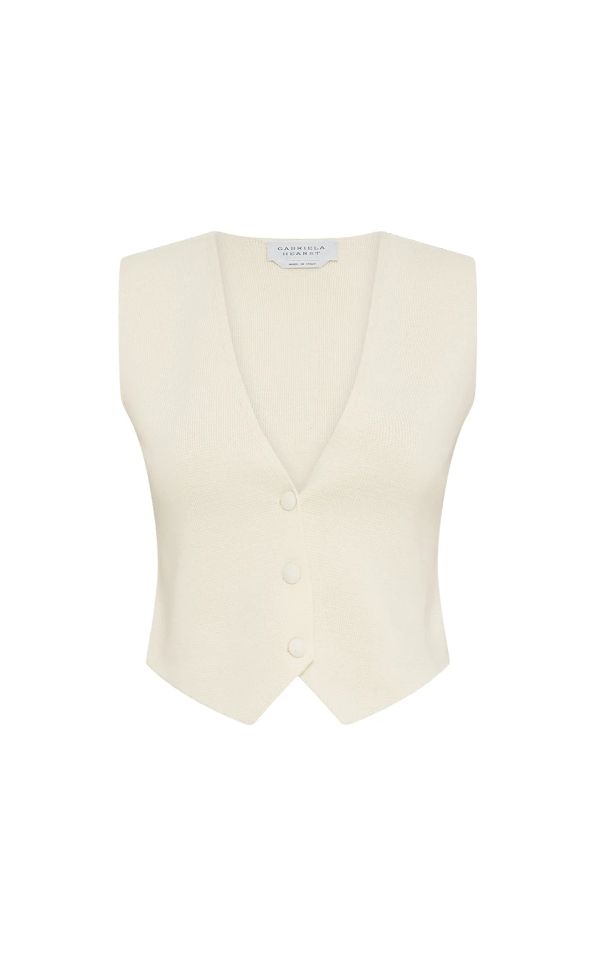 Enso Knit Vest in Off White Merino Wool Cashmere - 1