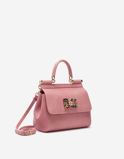 Dolce & Gabbana Small Sicily handbag in iguana print calfskin with DG logo crystals outlook