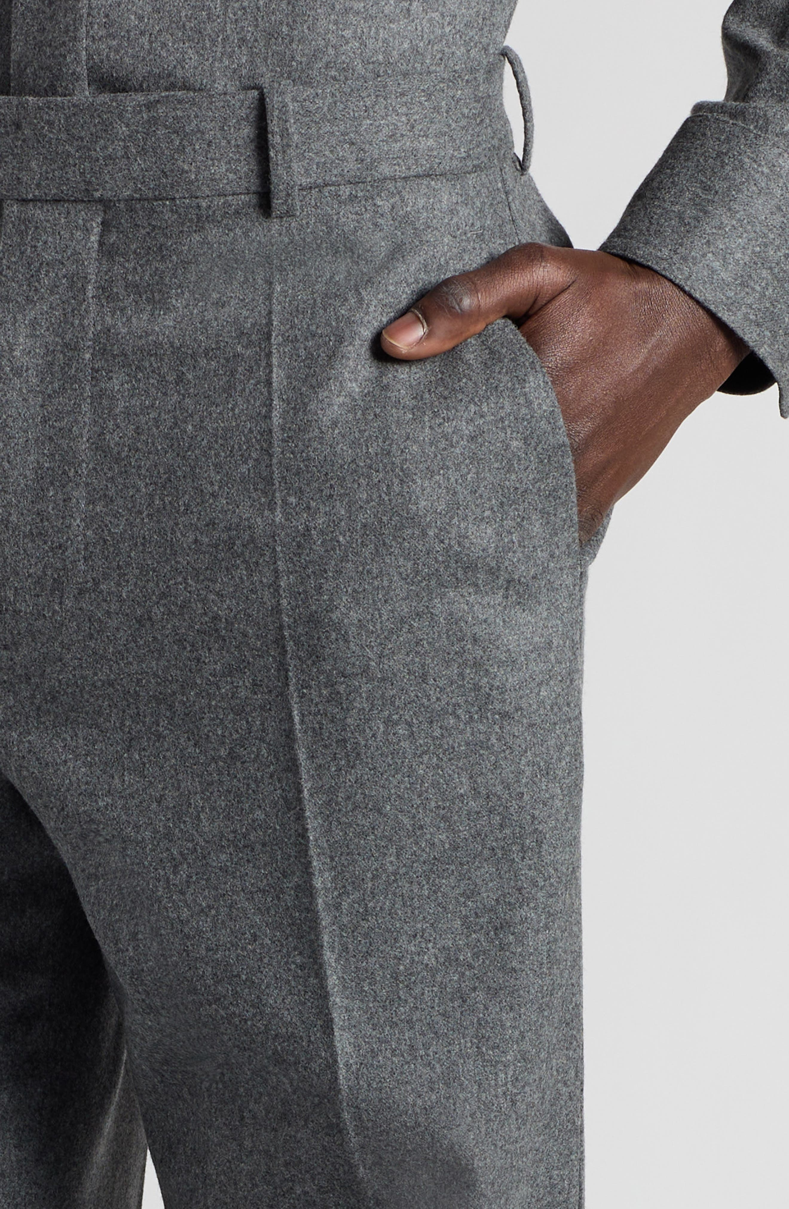 Bottega Veneta Regular Fit Lightweight Wool Flannel Pants in 1962 Grey Melange at Nordstrom - 5