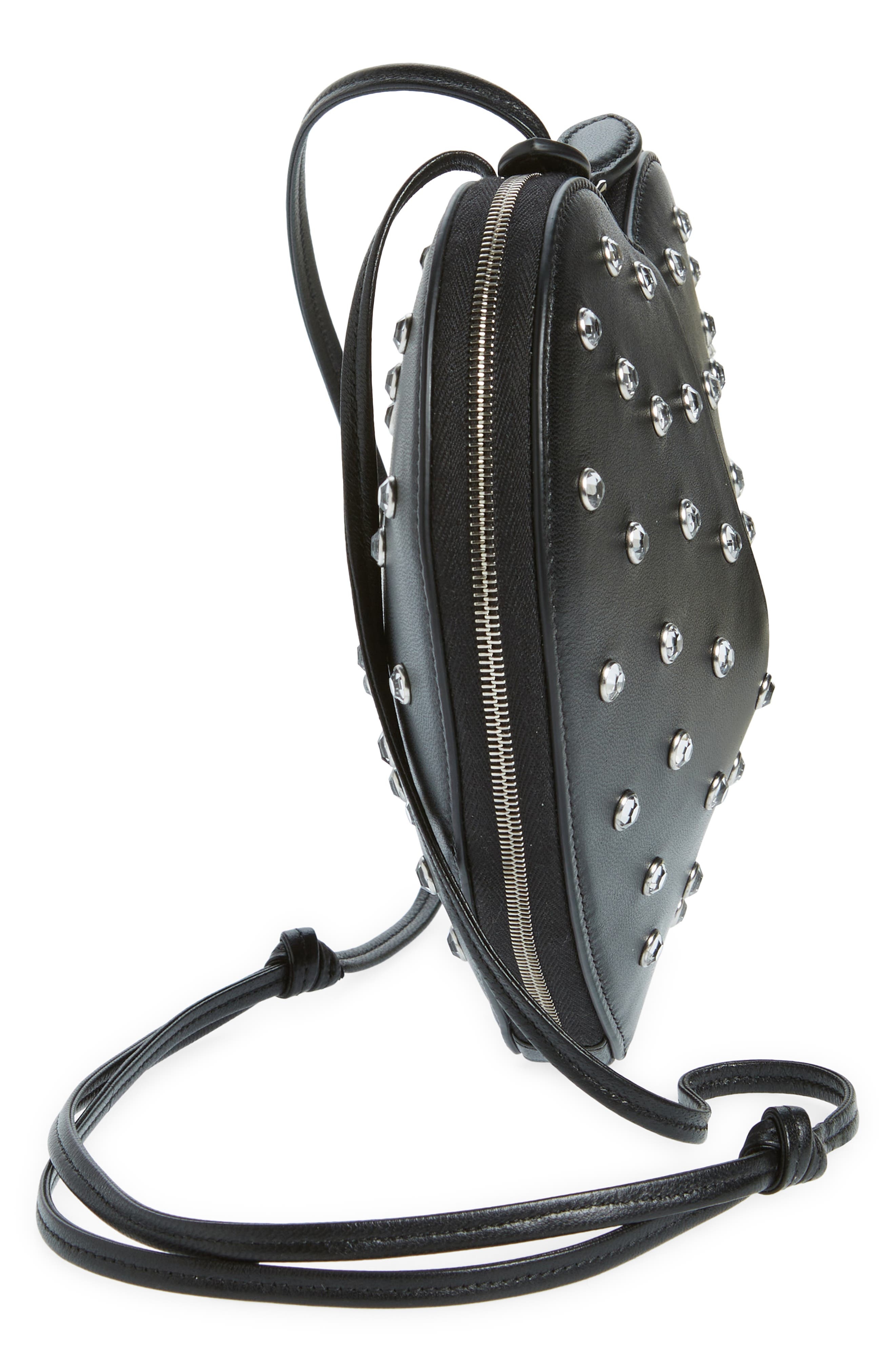 Le Coeur Crystal Embellished Lambskin Leather Crossbody Bag - 5