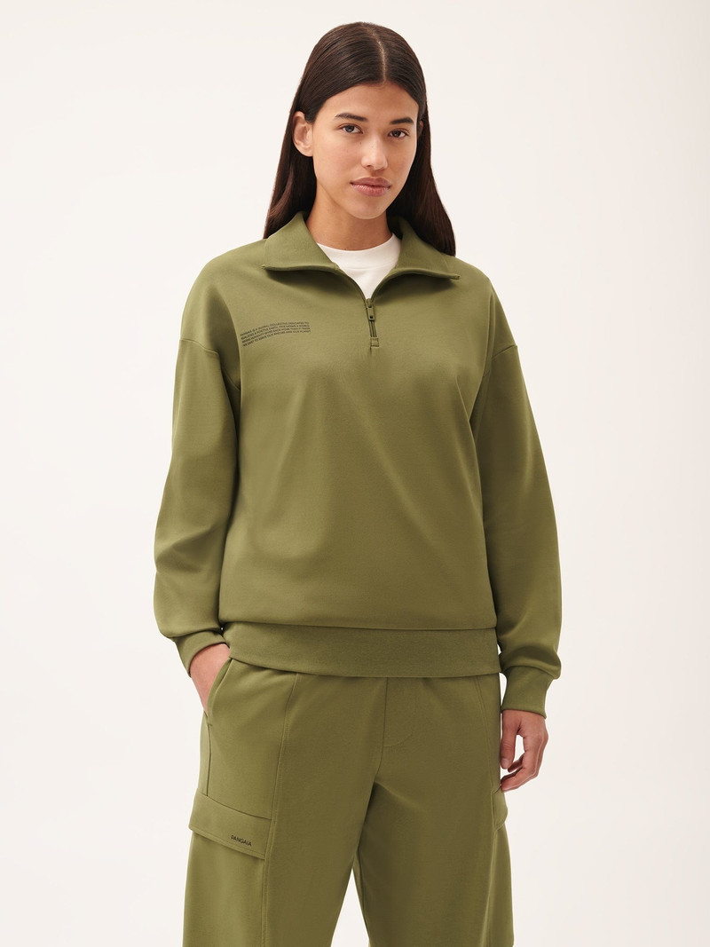 PANGAIA Womens DNA Double Jersey Half Zip Sweatshirt - Highland Green outlook