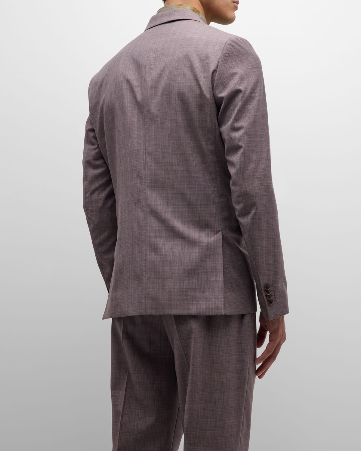 Men's Melange Plaid Suit - 5