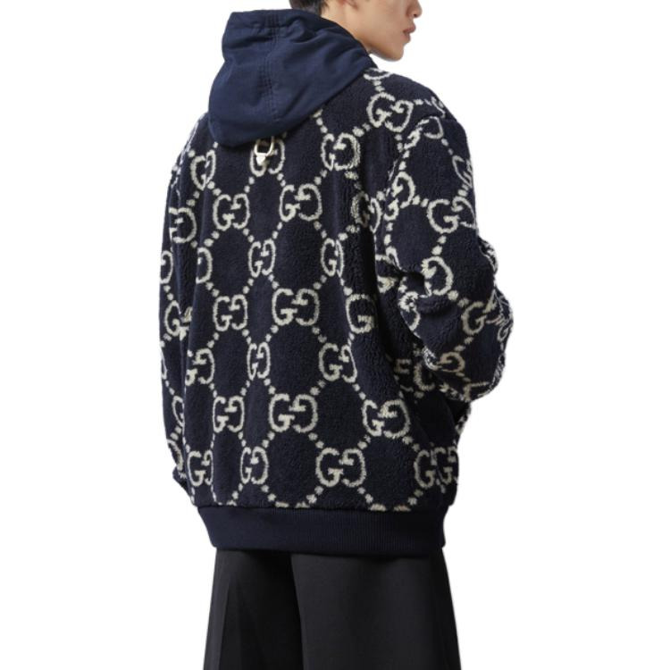 Gucci GG Fuzzy Fabric Jacquard Jacket 'Dark Blue' 771121-XJF4D-4100 - 3