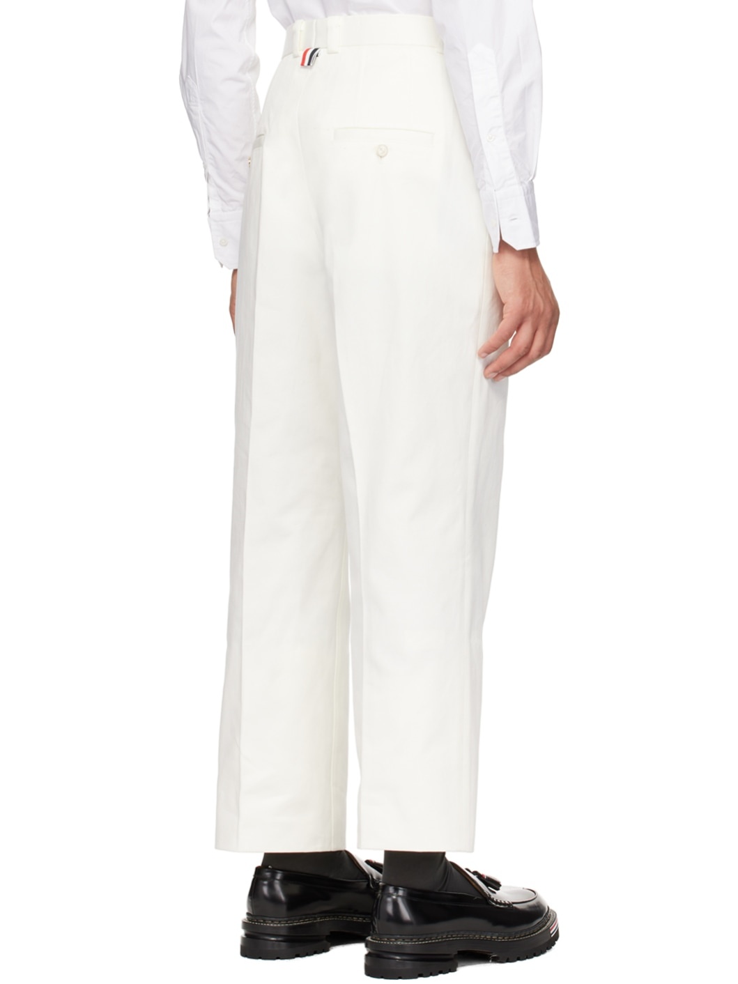 White Rolled Cuff Trousers - 3