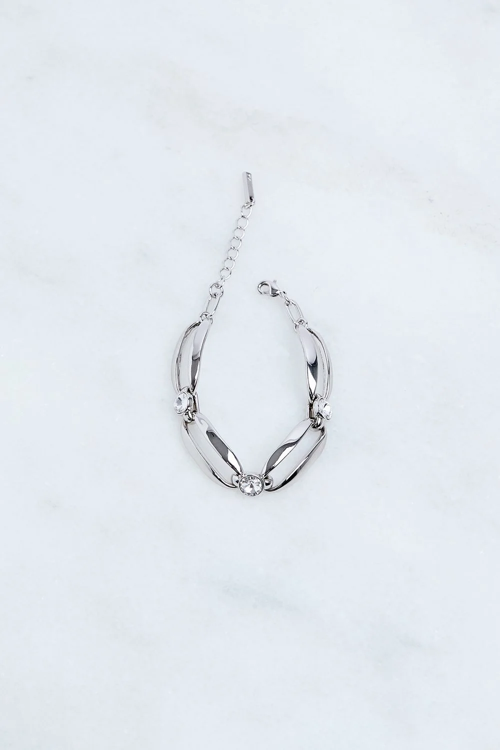 Hand Set European Crystal Ellipse Chain Bracelet - 1