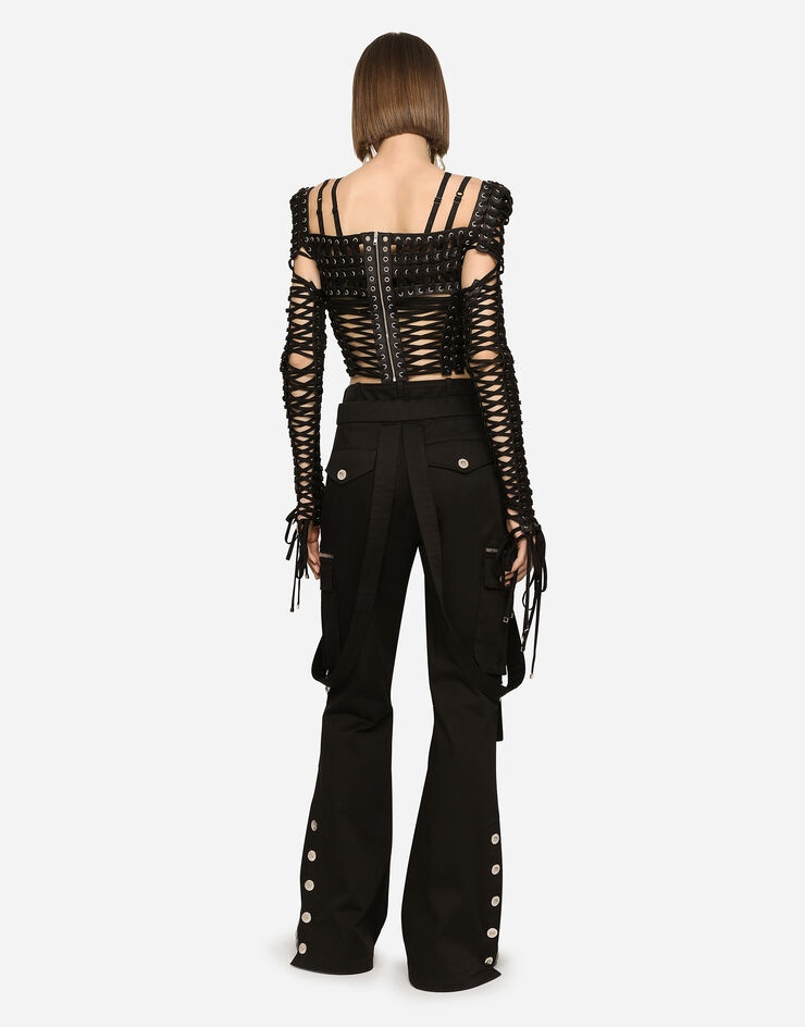 Stretch drill cargo pants with suspenders - 3