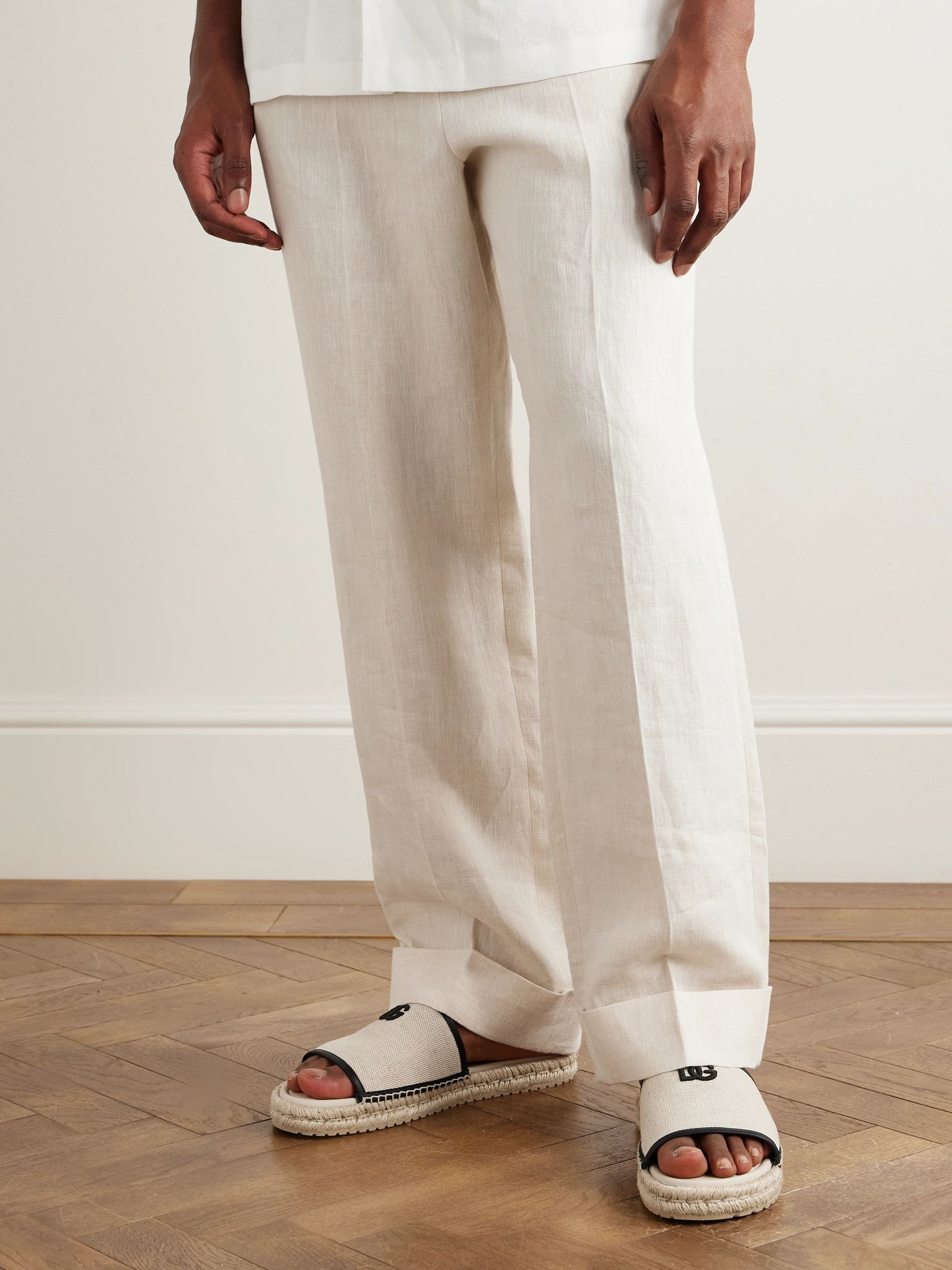 Logo-Embroidered Canvas and Leather Espadrille Slides Off-white - 2