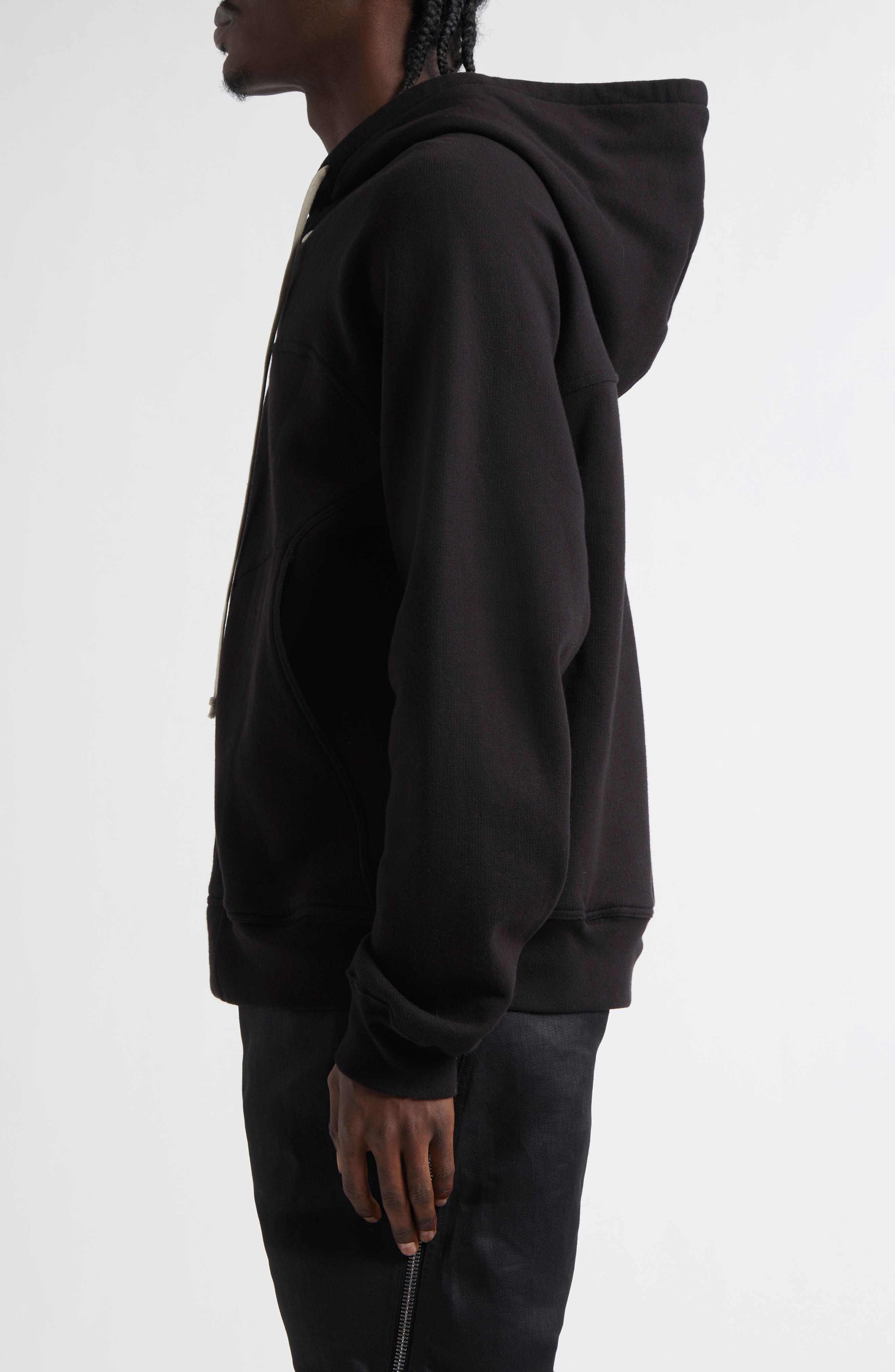 Rick Owens Windbreaker Cotton Zip Hoodie in Black at Nordstrom - 4