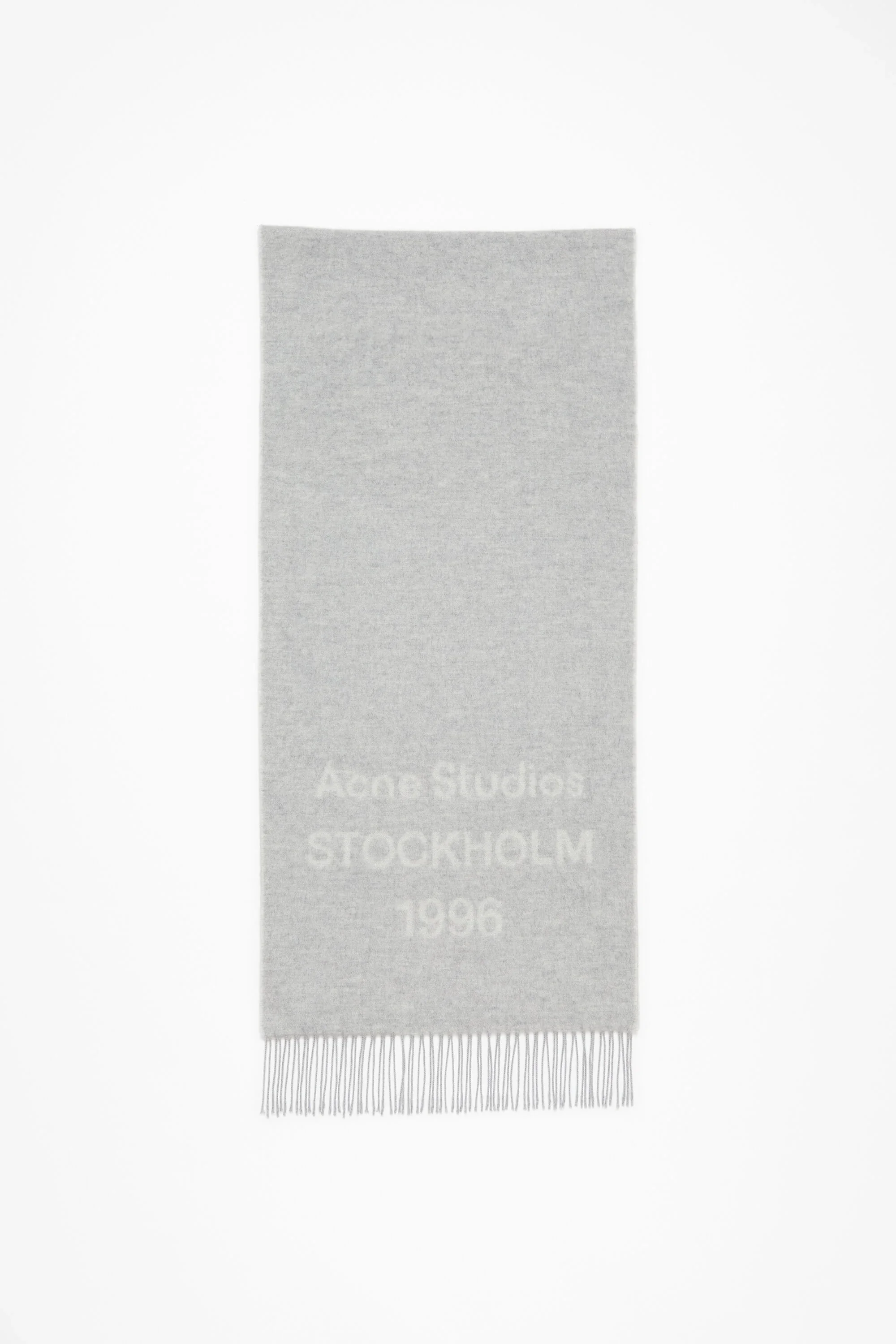 Logo wool scarf - Light Grey Melange / White - 1