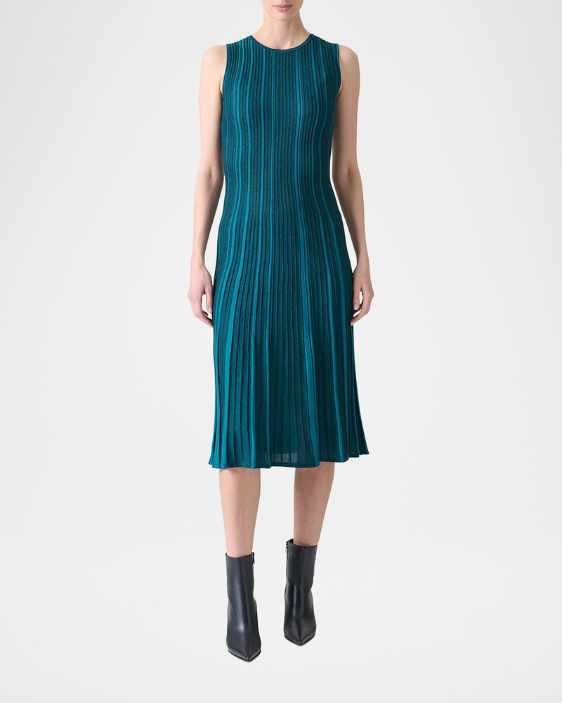 AKRIS Metallic Silk Rib-Knit Midi Dress outlook