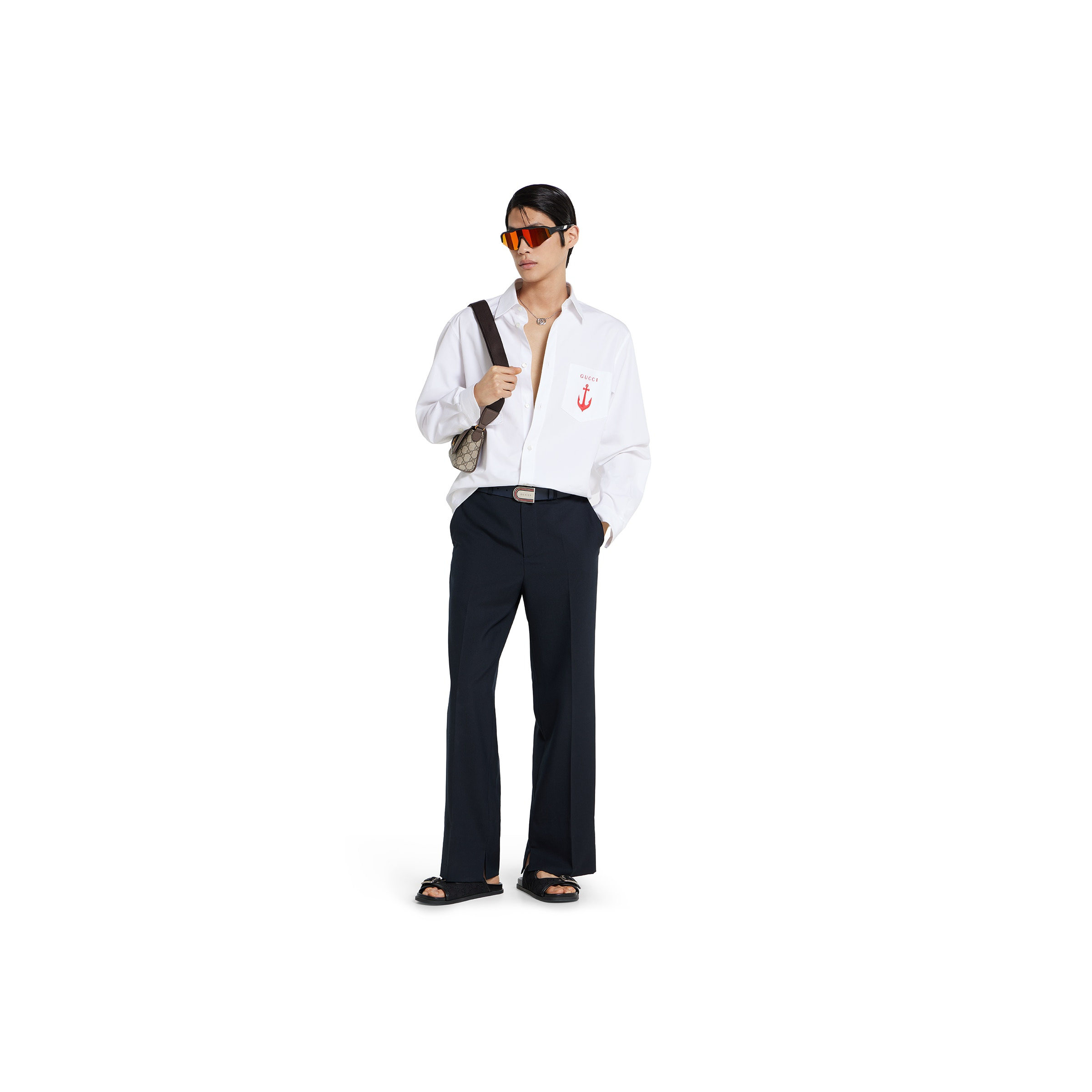Cotton poplin shirt with embroidery - 2