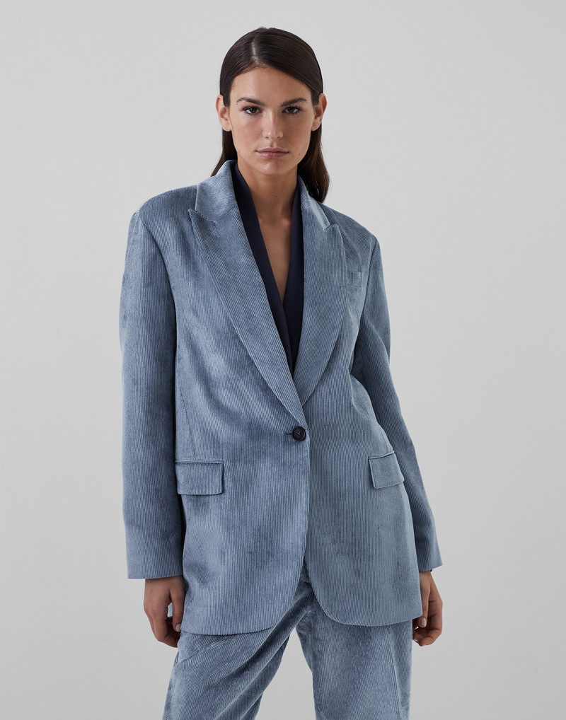 Hammered corduroy blazer with monili 1