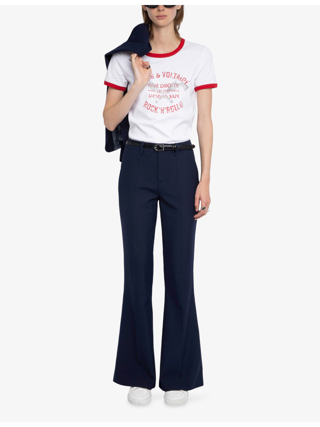 Rhinestone-Embellished Short-Sleeve Cotton T-Shirt - 2
