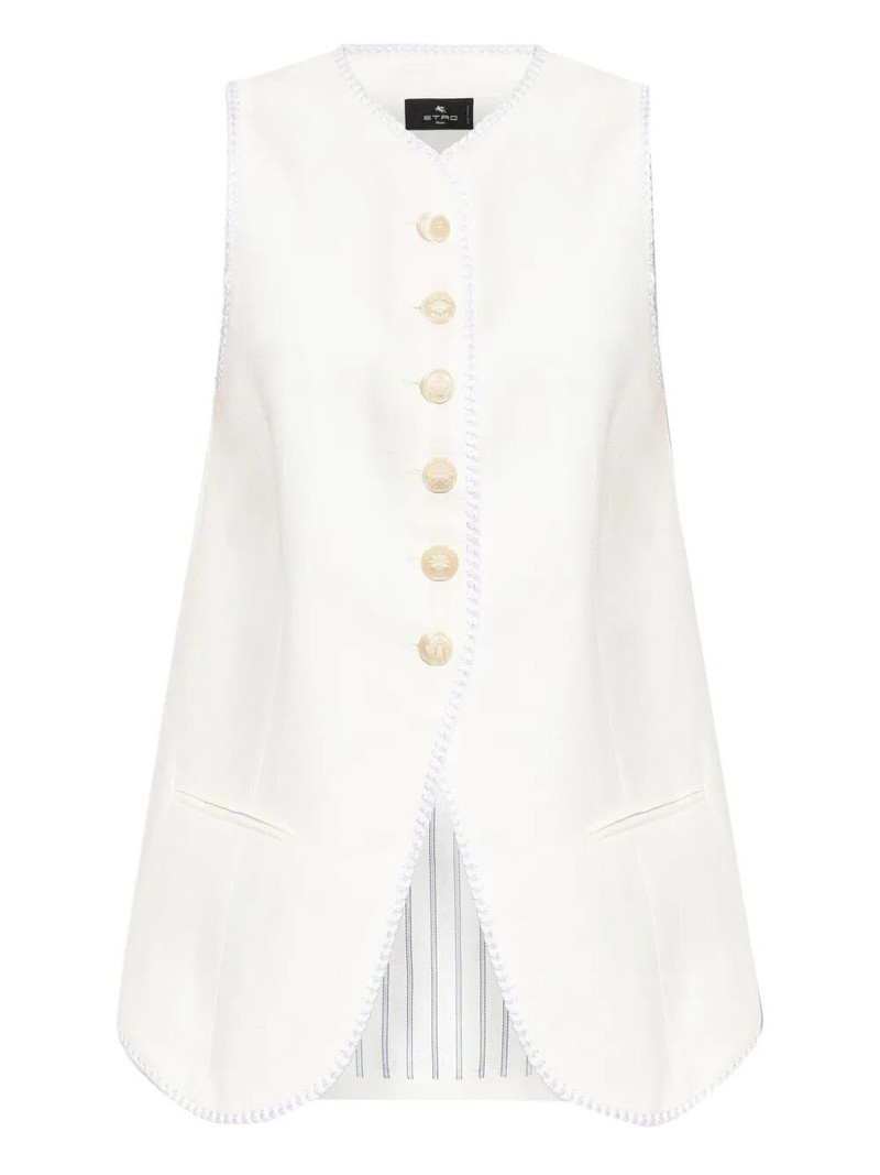 LINEN GILET WITH TRIMMINGS 1