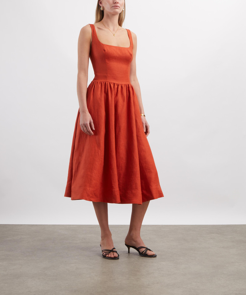 Reformation Janu Linen Midi Dress outlook