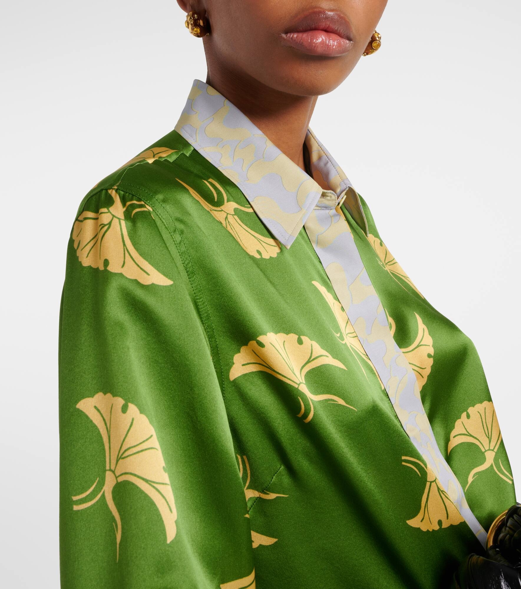 Printed silk-blend satin shirt - 4