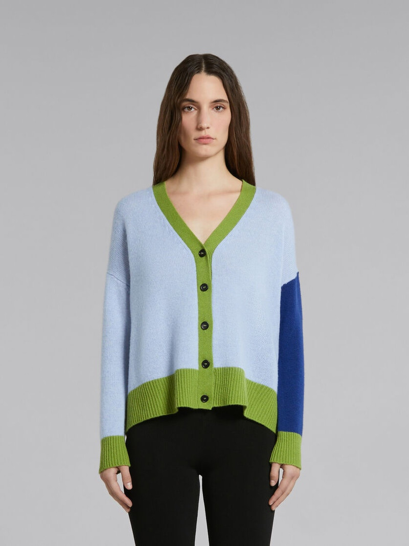 Marni BLUE COLOUR-BLOCK CASHMERE CARDIGAN outlook