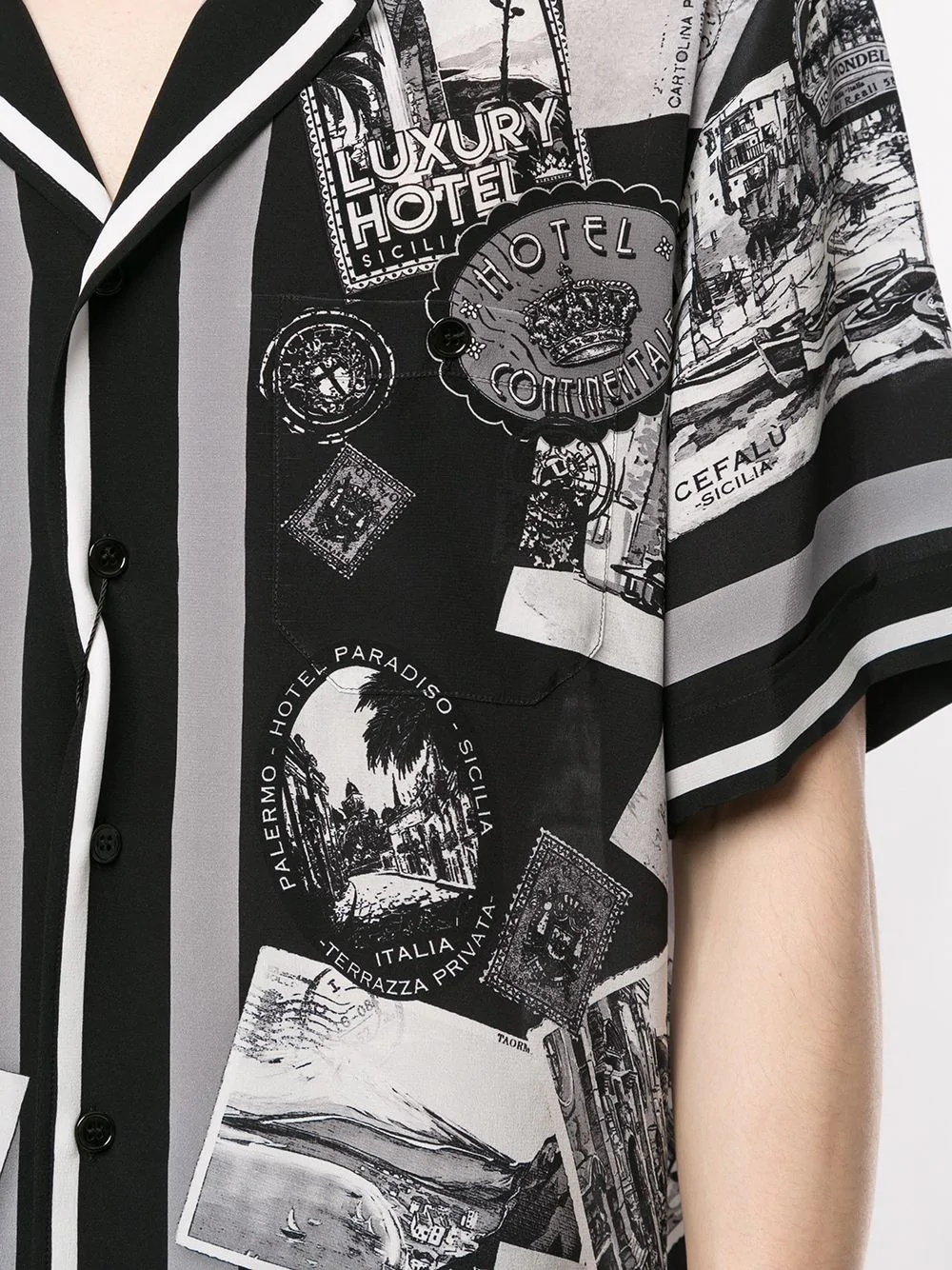 postcard print short-sleeve shirt - 5