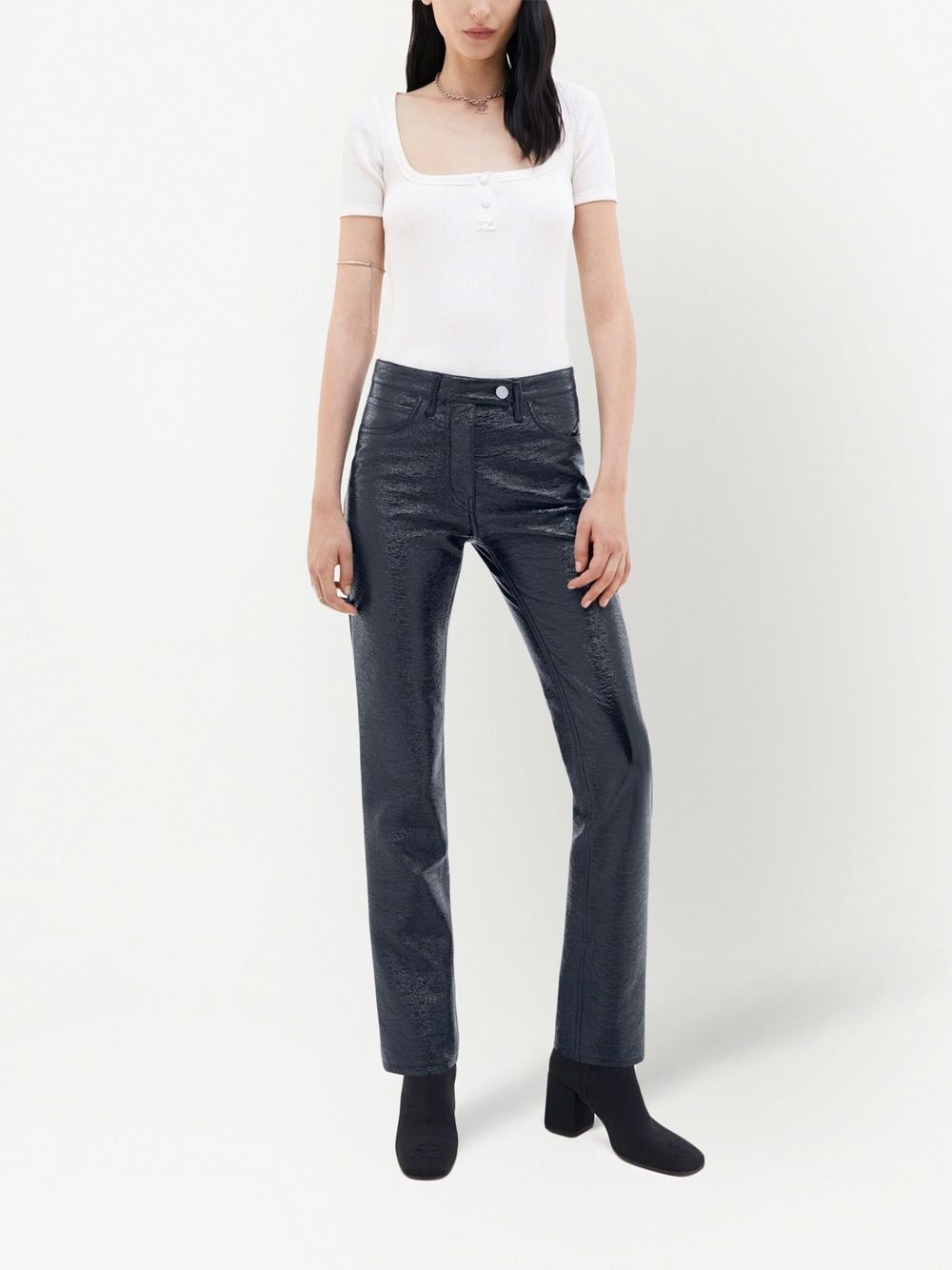 slim-fit vinyl trousers - 2