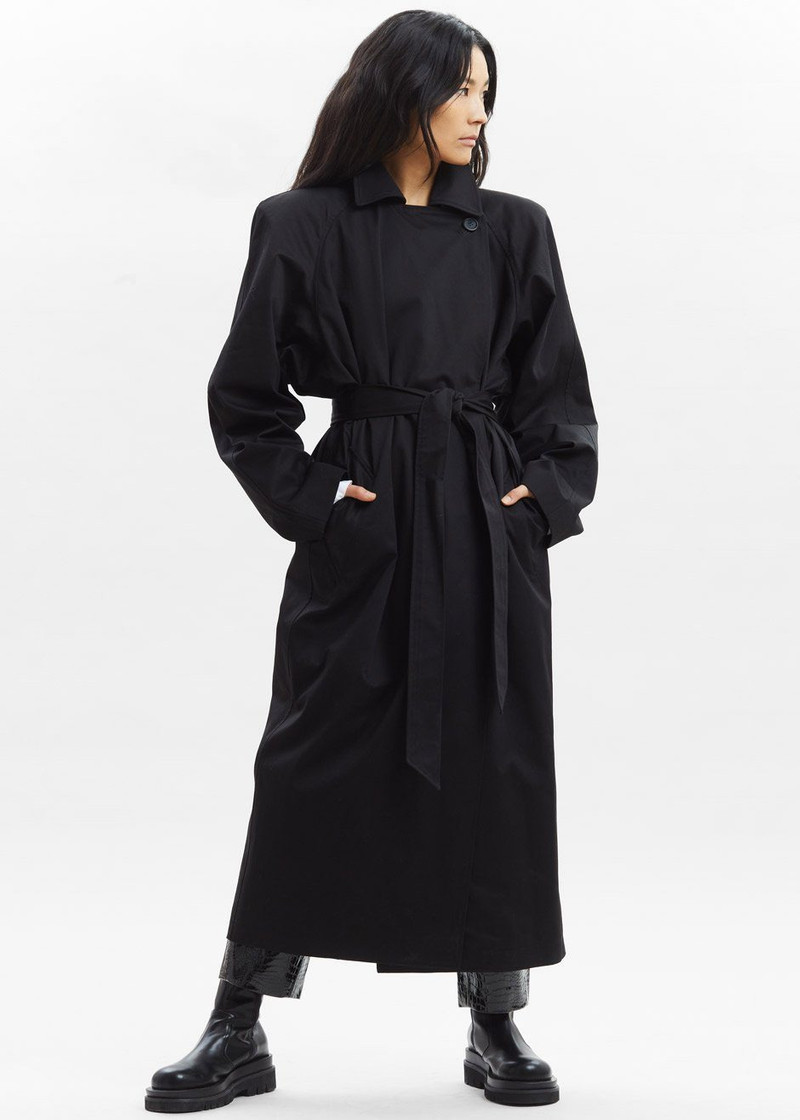 Marisol Box Shoulder Trench - Black 8