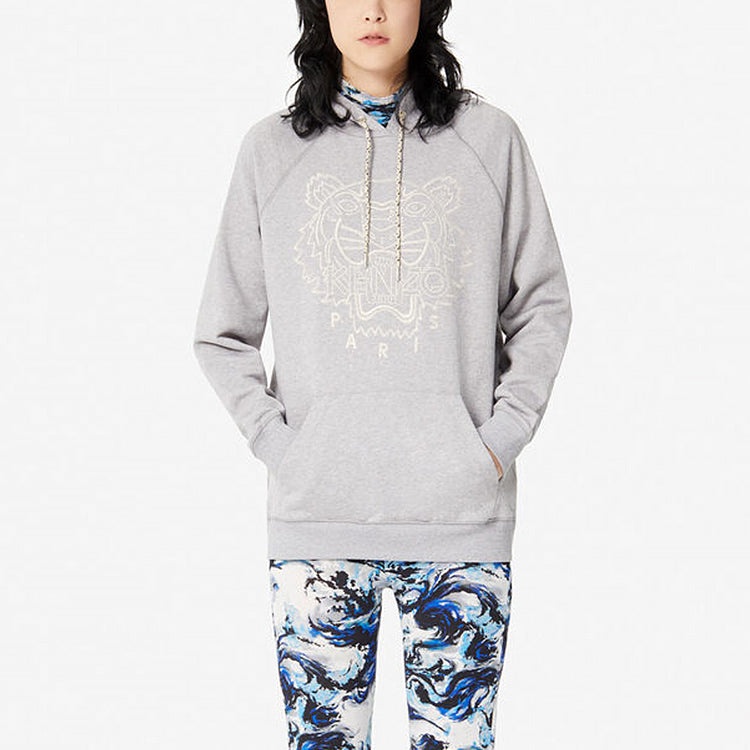 (WMNS) KENZO Large Tiger Head Hoodie 'Light Grey' F962SW8644X5-94 - 4