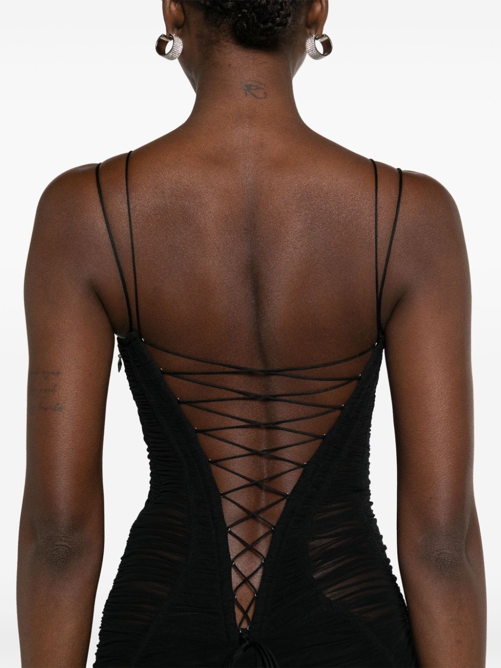 mesh fitted midi dress - 5