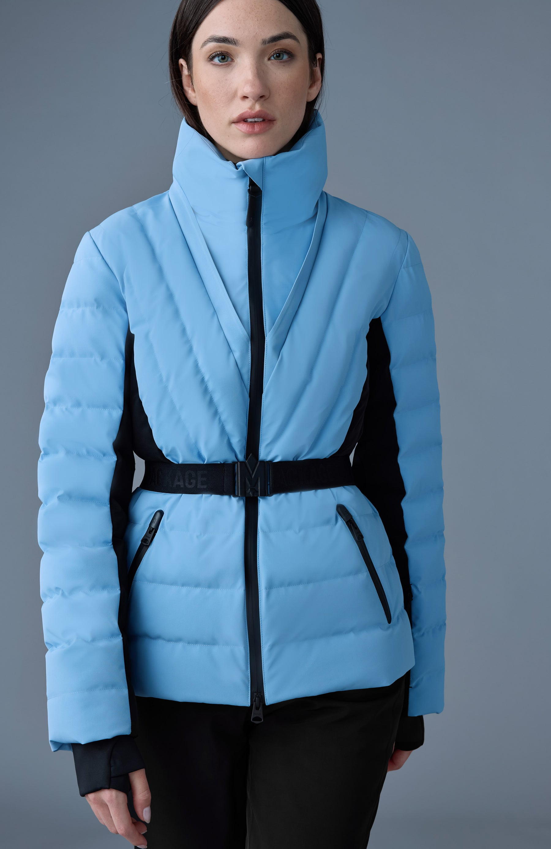 ELITA-SH Belted down ski jacket with fur trimmed hood - 5