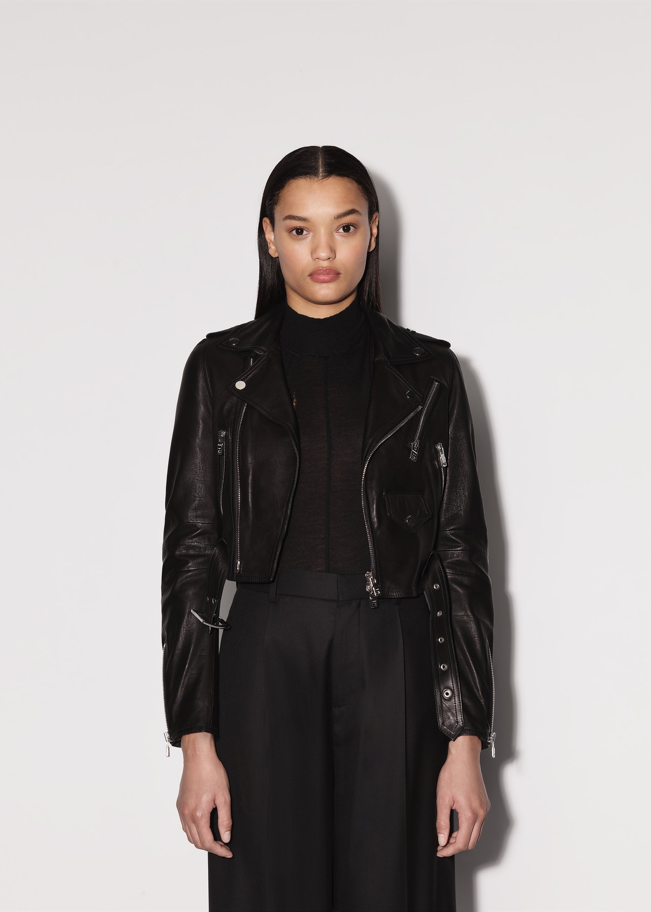 LEATHER BIKER JACKET - 3