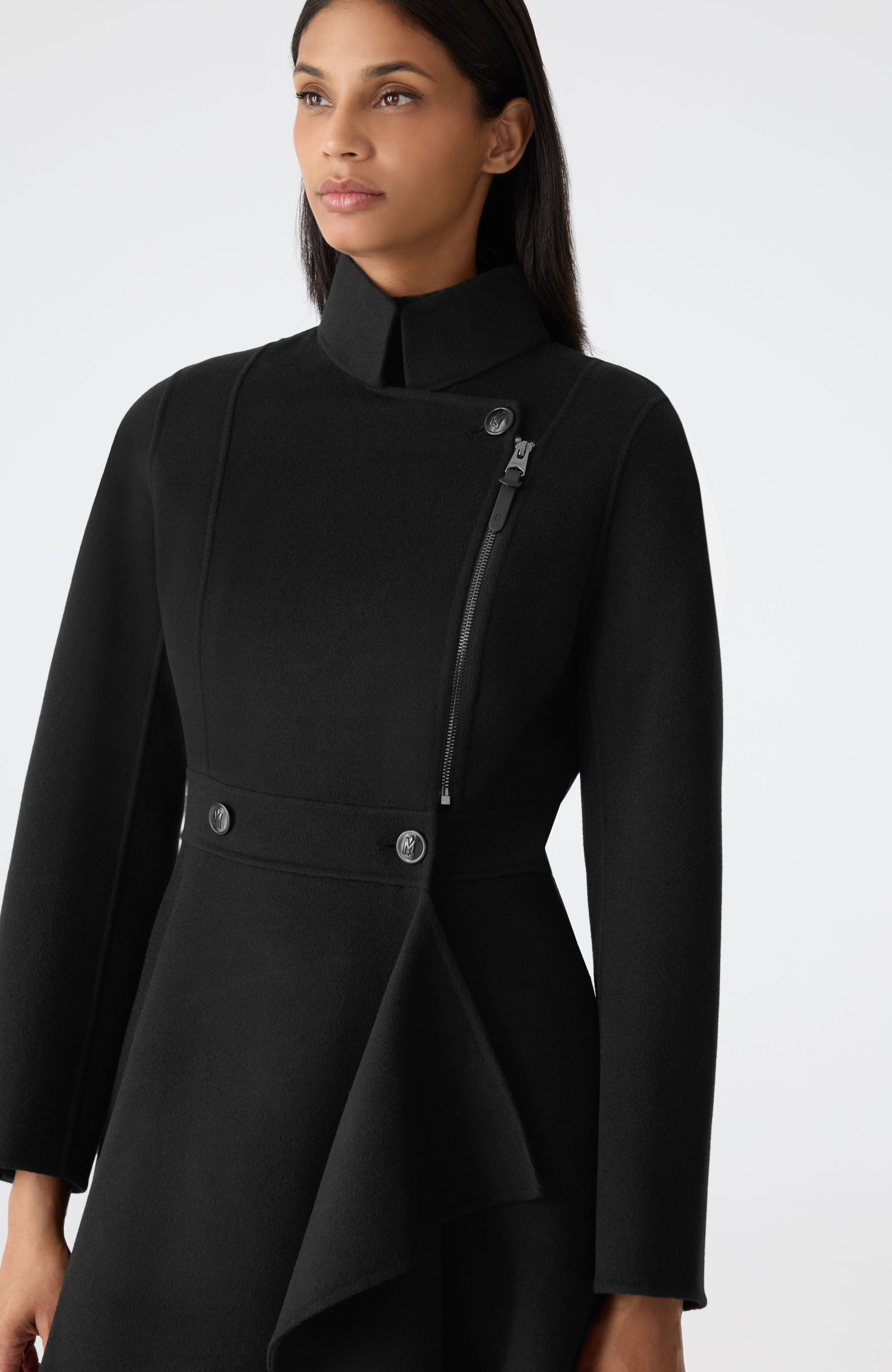 ANNIA Asymmetrical Wool Coat - 5