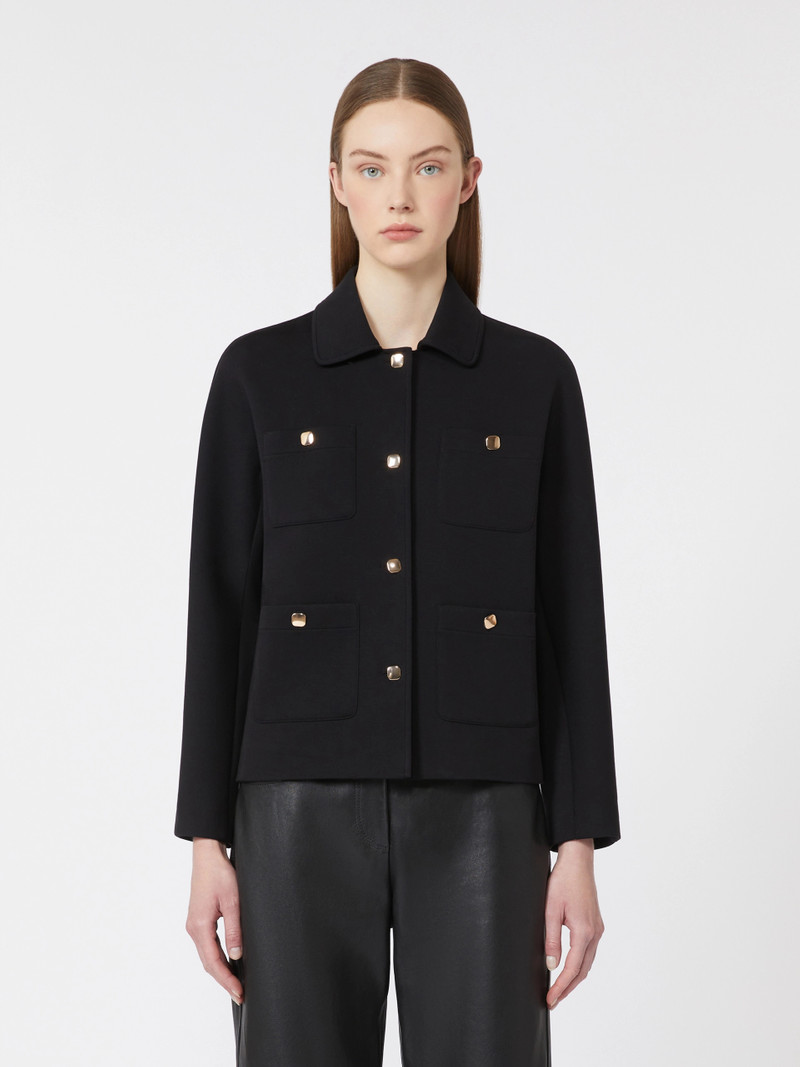 ARMONIOSO Boxy-fit scuba jersey jacket - BLACK 3