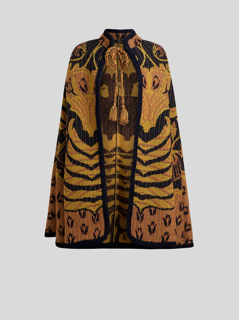 WOOL- AND COTTON-BLEND JACQUARD CAPE 1