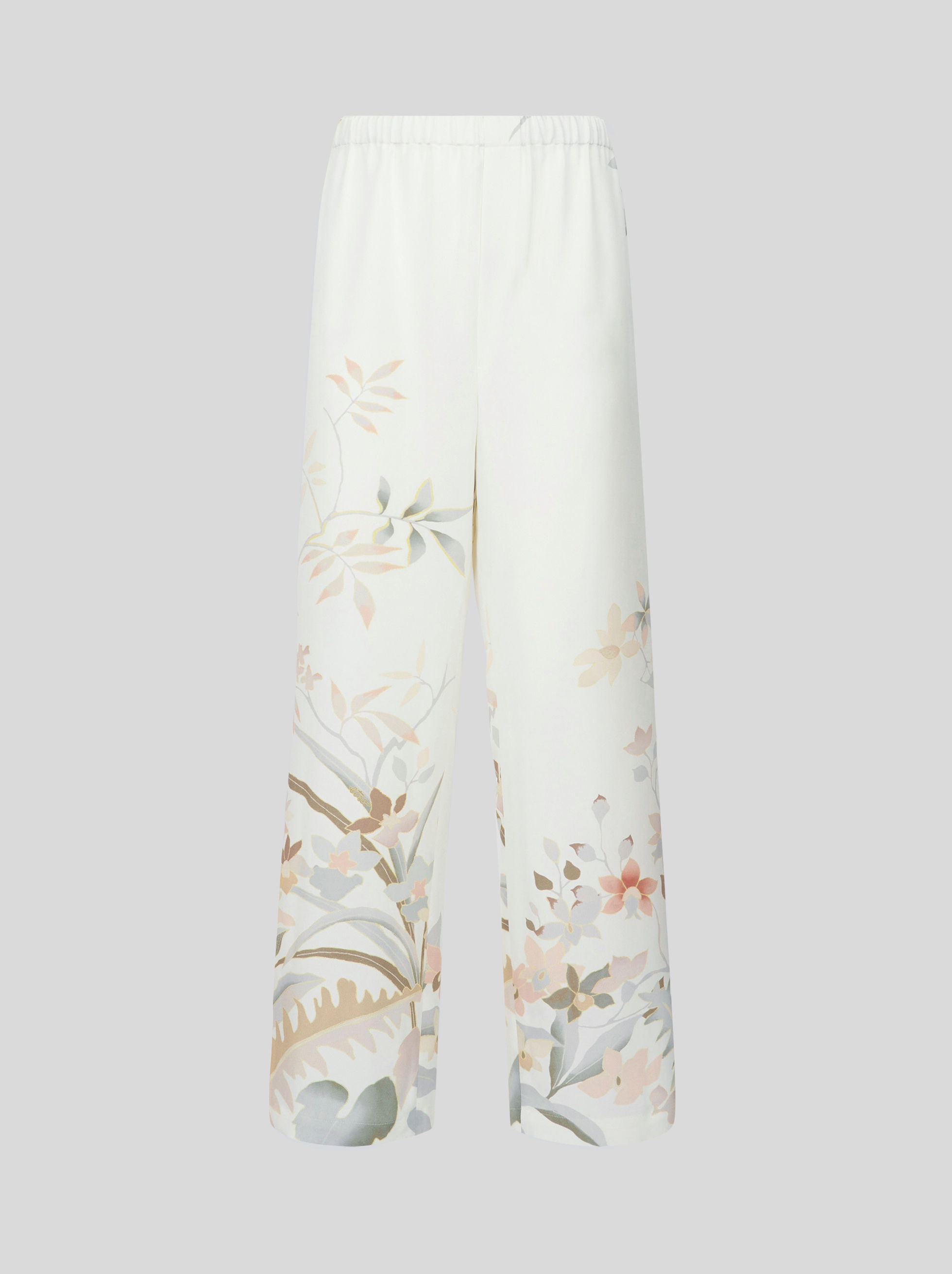 TROUSERS WITH LEAFY FLORAL PRINT - 1