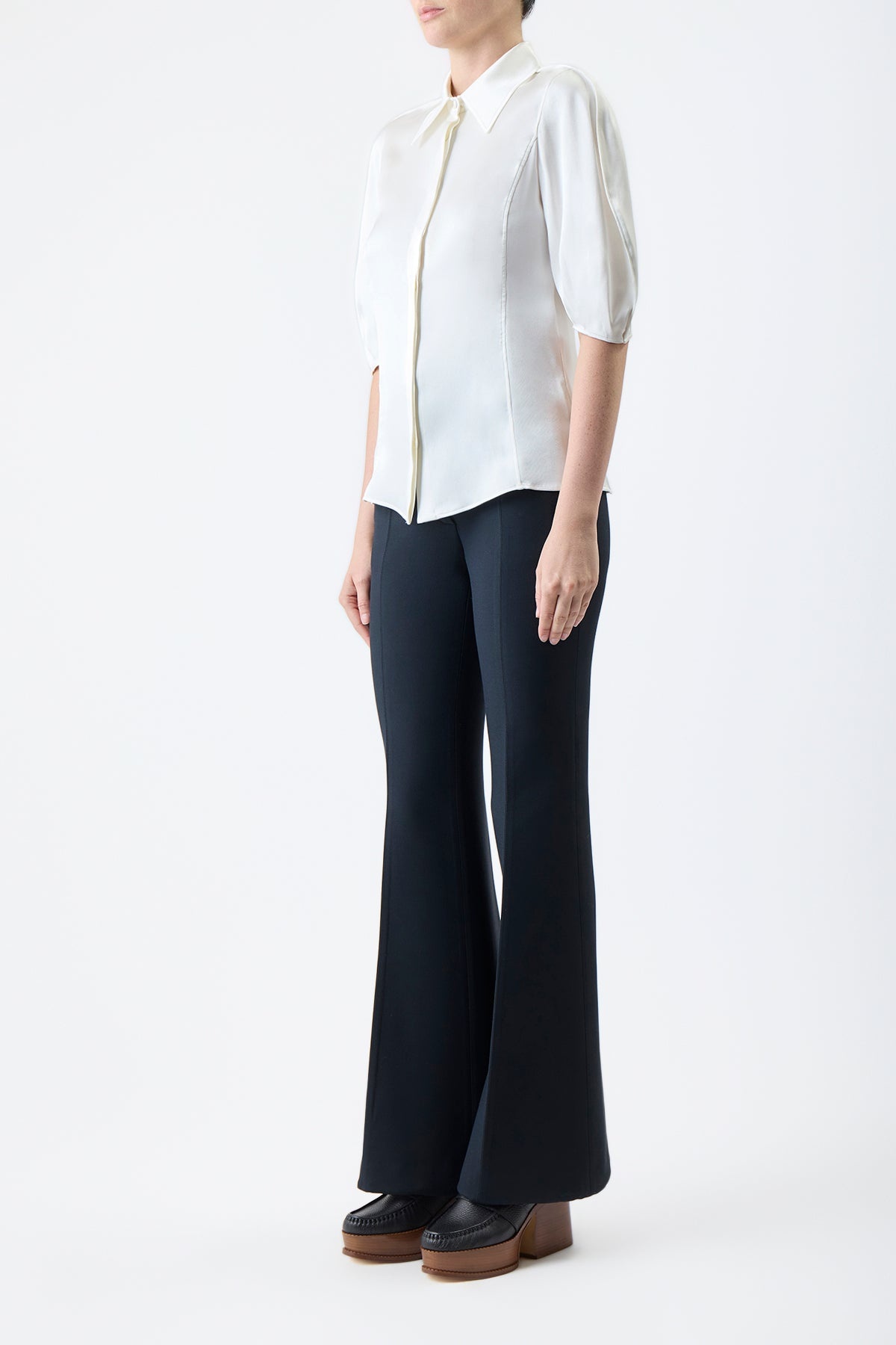 Sansi Top in Ivory Double Satin - 3