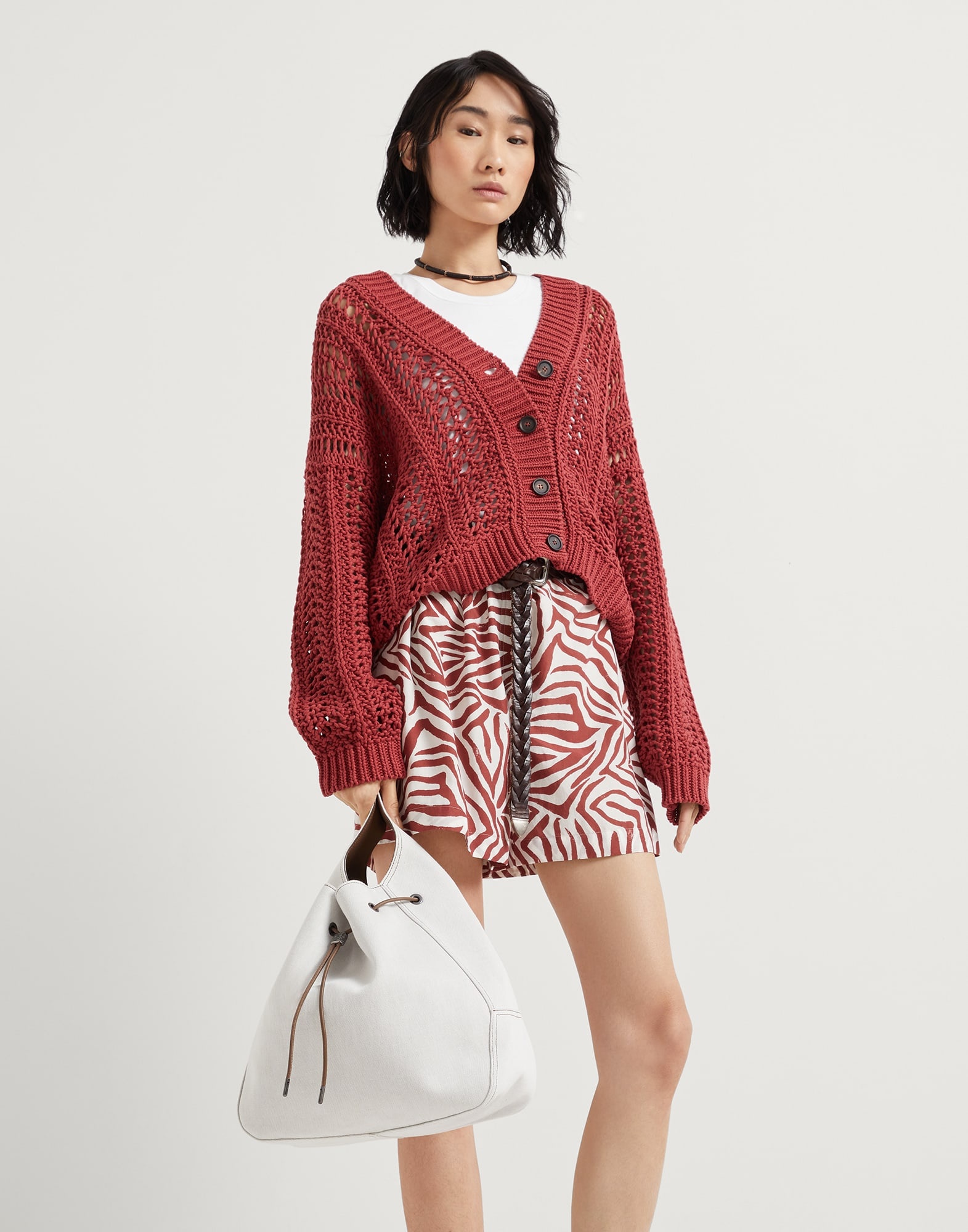 BC Duo bucket bag in cotton and linen gabardine with monili - 4