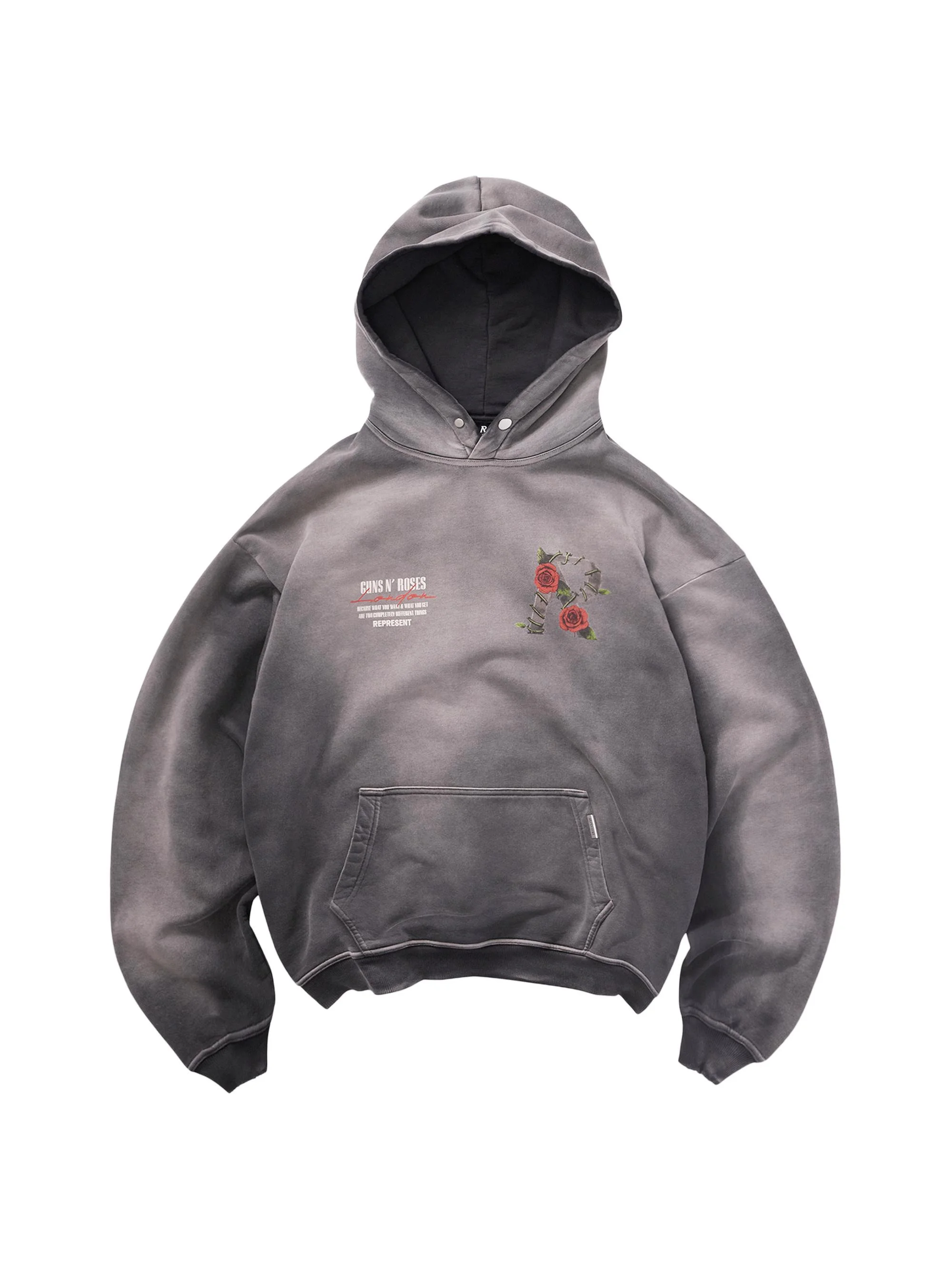 Men's Guns N' Roses Tour Hoodie - Stained Black - 1