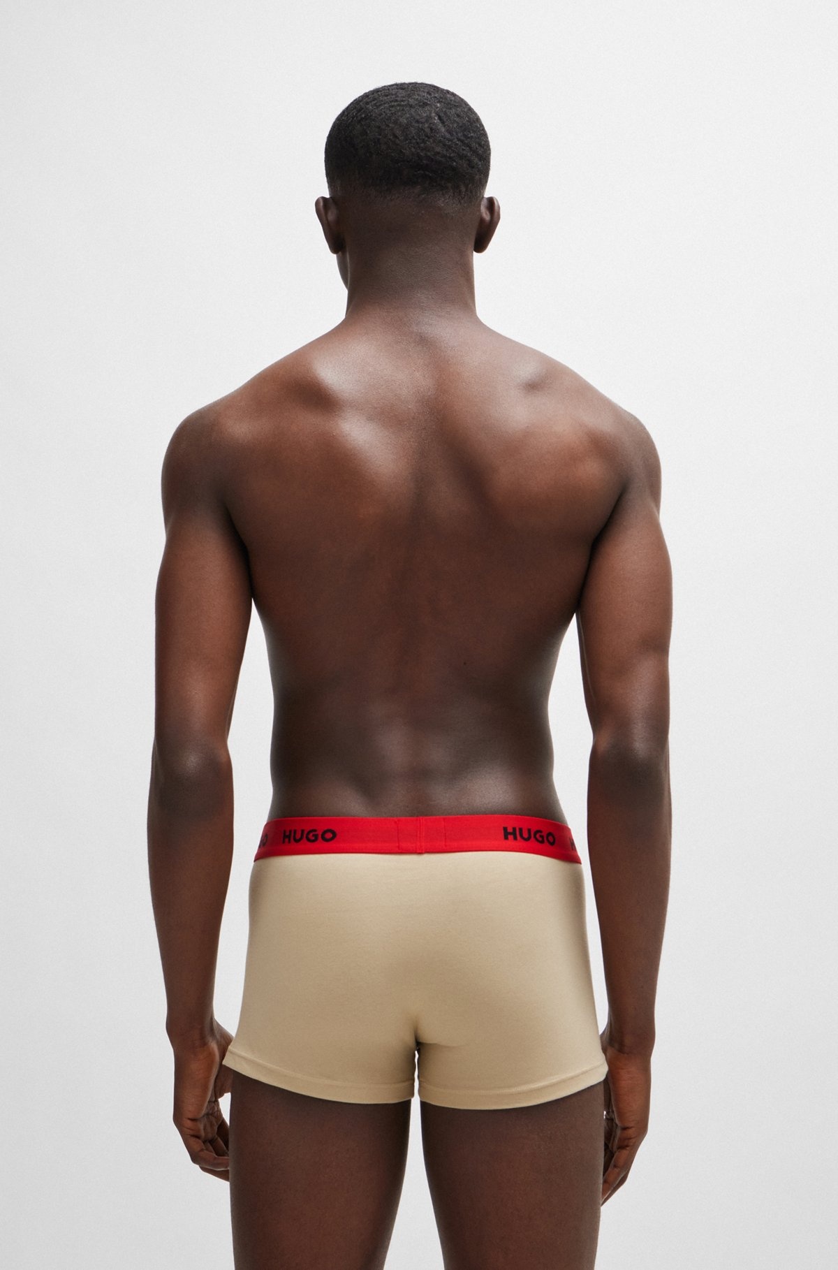 THREE-PACK OF STRETCH-COTTON TRUNKS WITH LOGO WAISTBANDS - 3
