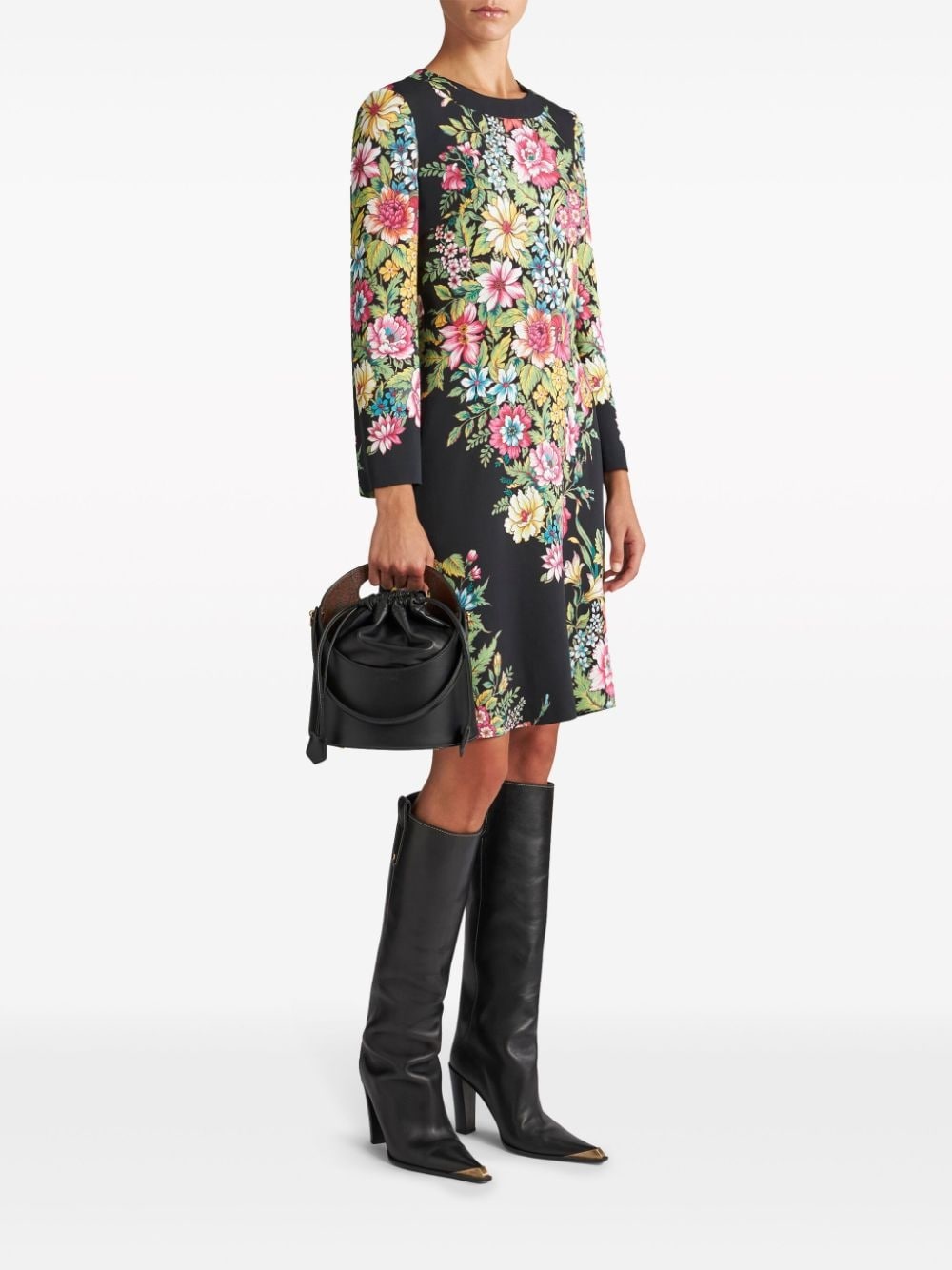 floral-print long-sleeve minidress - 2