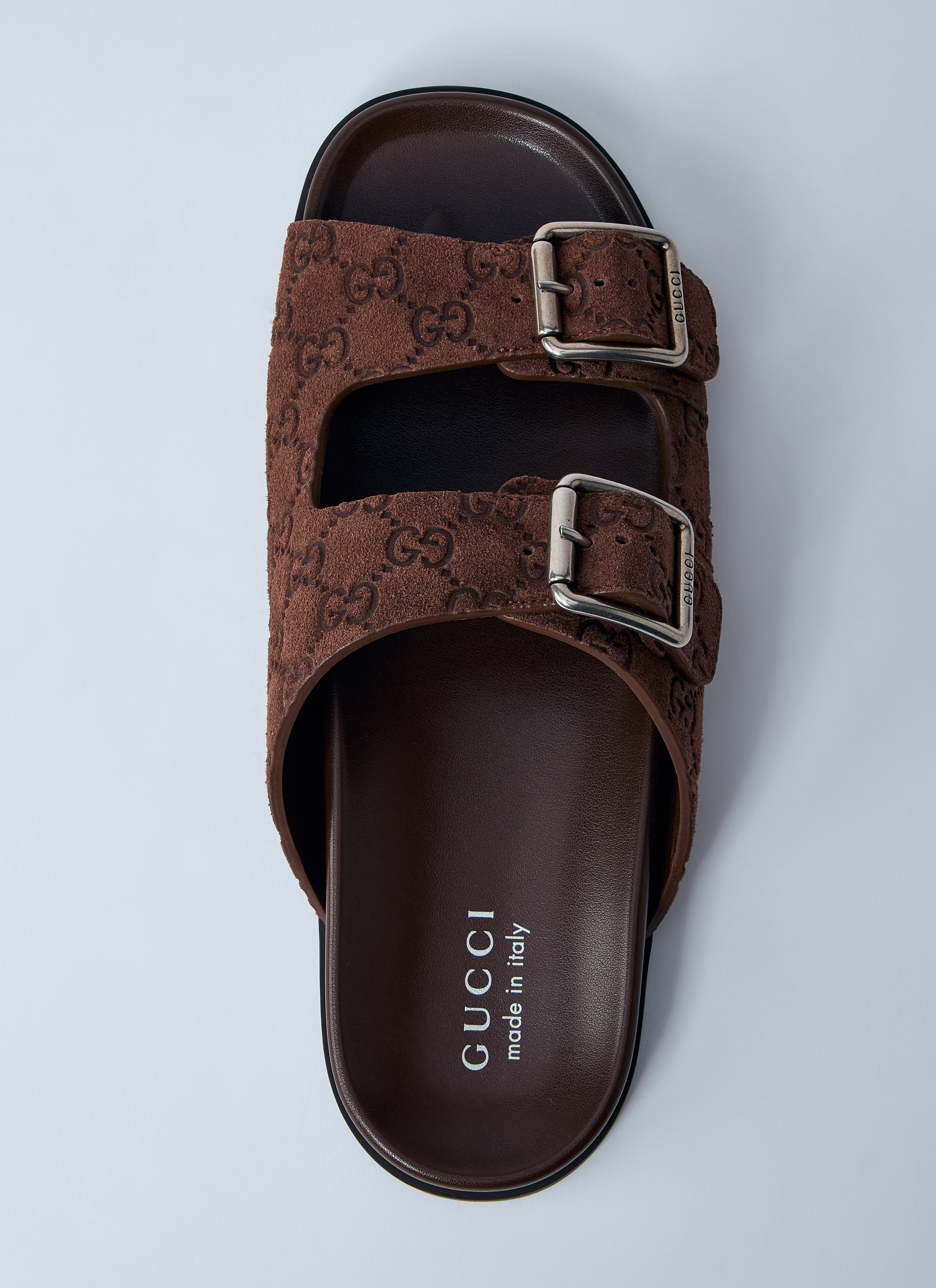 Logo Embossed Leather Slides - 6
