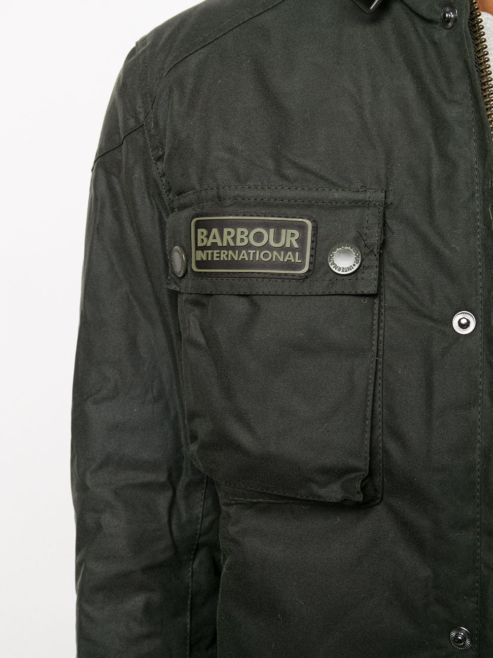 logo patch wax jacket  - 5