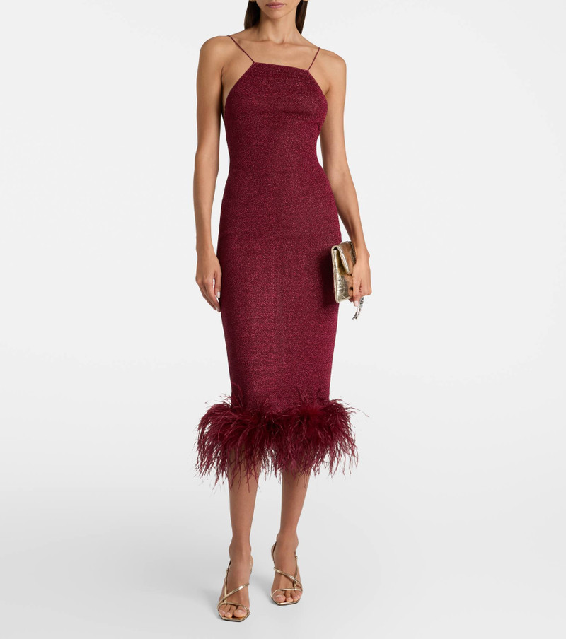 Oséree Lumière feather-trimmed midi dress outlook