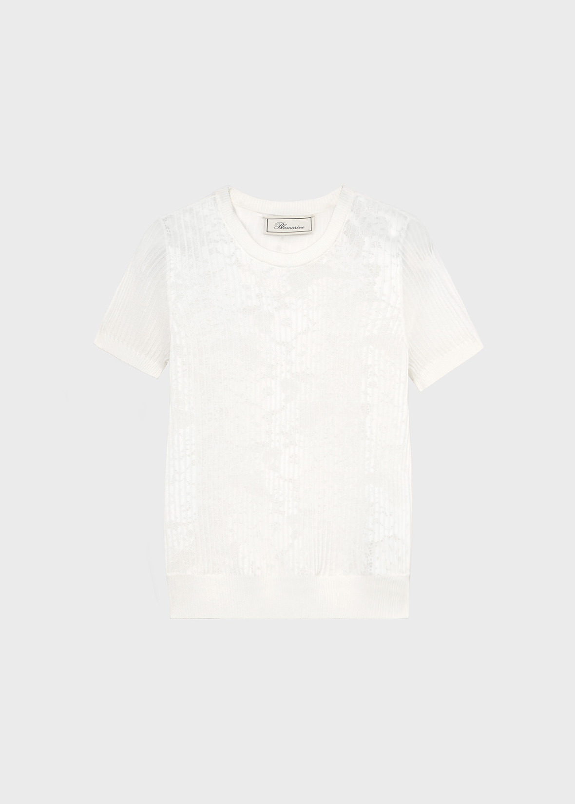 CREW NECK RIBBED SWEATER WITH GAUZE EFFECT - 1