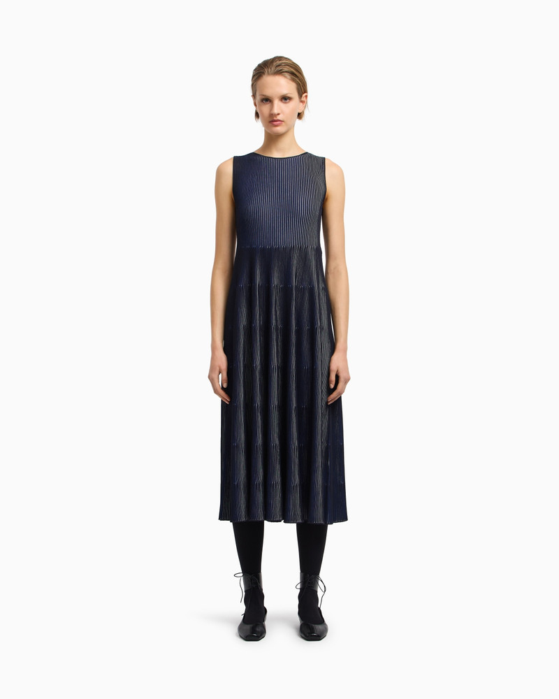 EMPORIO ARMANI SLEEVELESS DRESS IN KNIT FRONT AND BACK PLATED EFFECT outlook