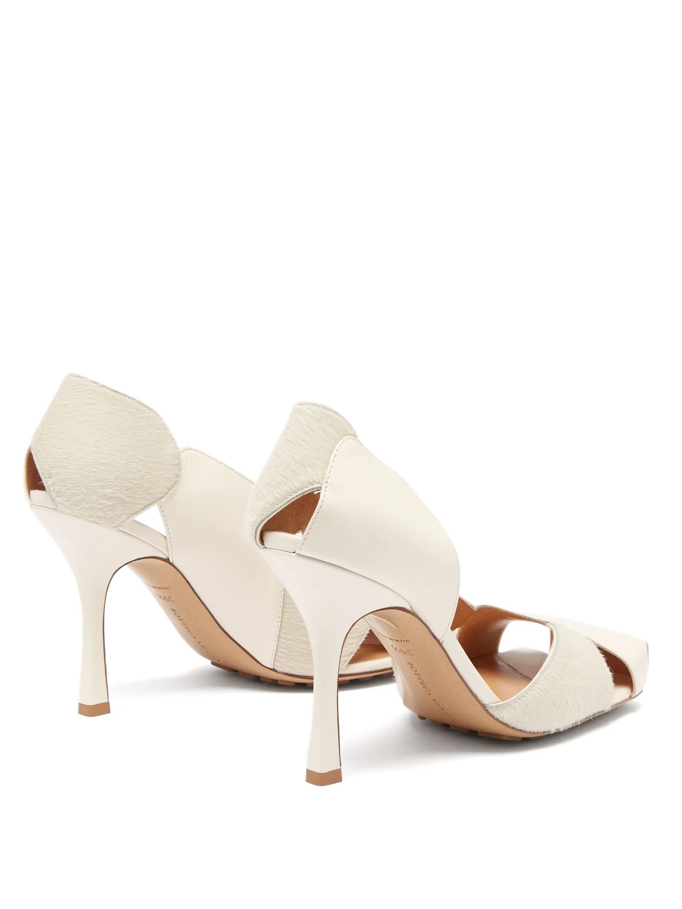 Square-toe leather and calf-hair pumps - 4