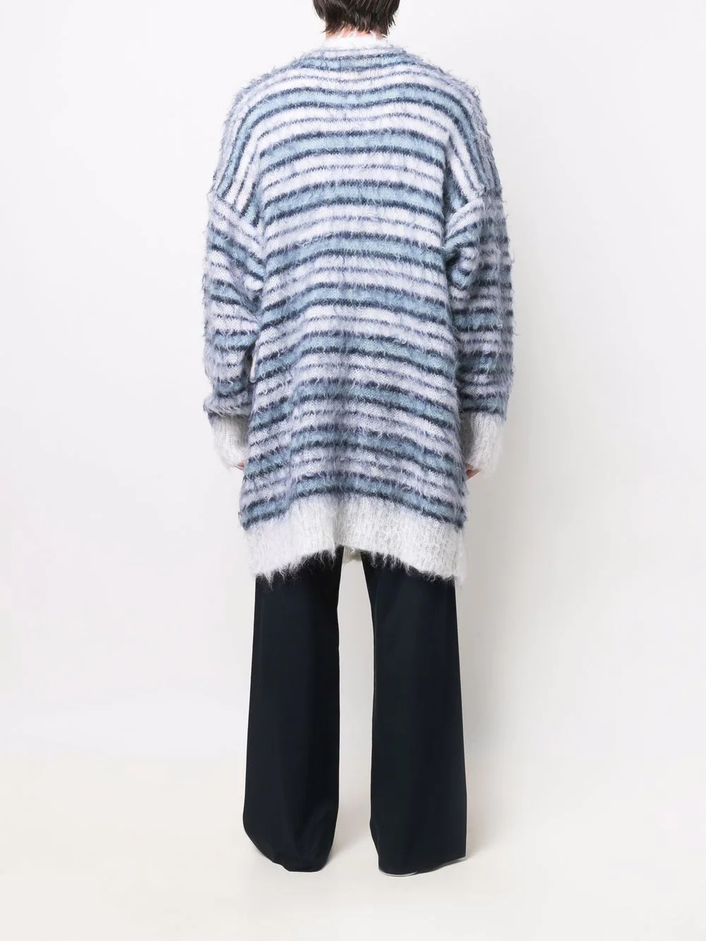 stripe-pattern long cardigan - 4