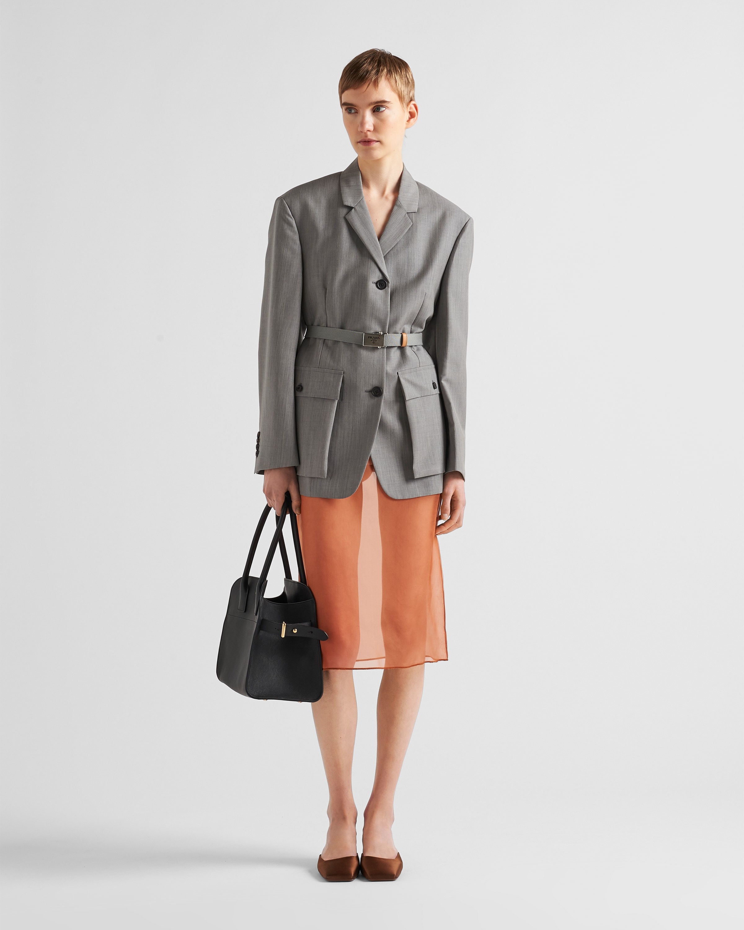 【プラダ・PRADA】Single-breasted kid mohair coat Prada Kid mohair single-breasted jacket | REVERSIBLE