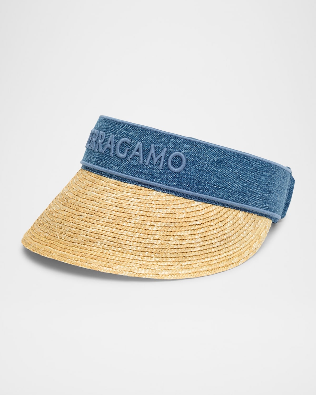 Straw Visor With Denim Logo Band - 1