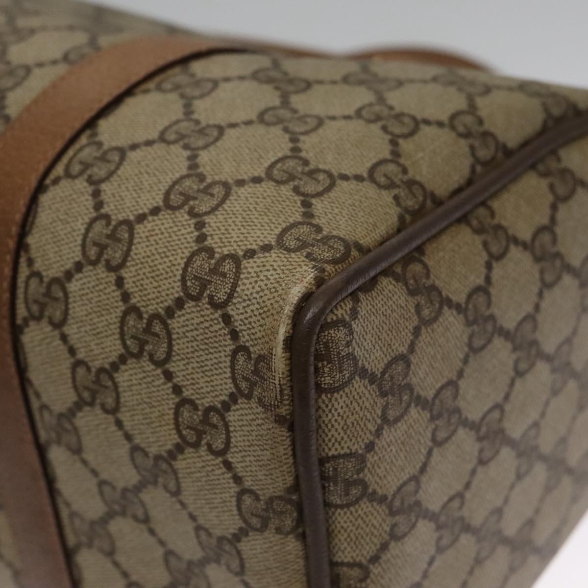 GUCCI GG Supreme Web Sherry Line Hand Bag Pvc Beige Gold 39 02 007 - 12