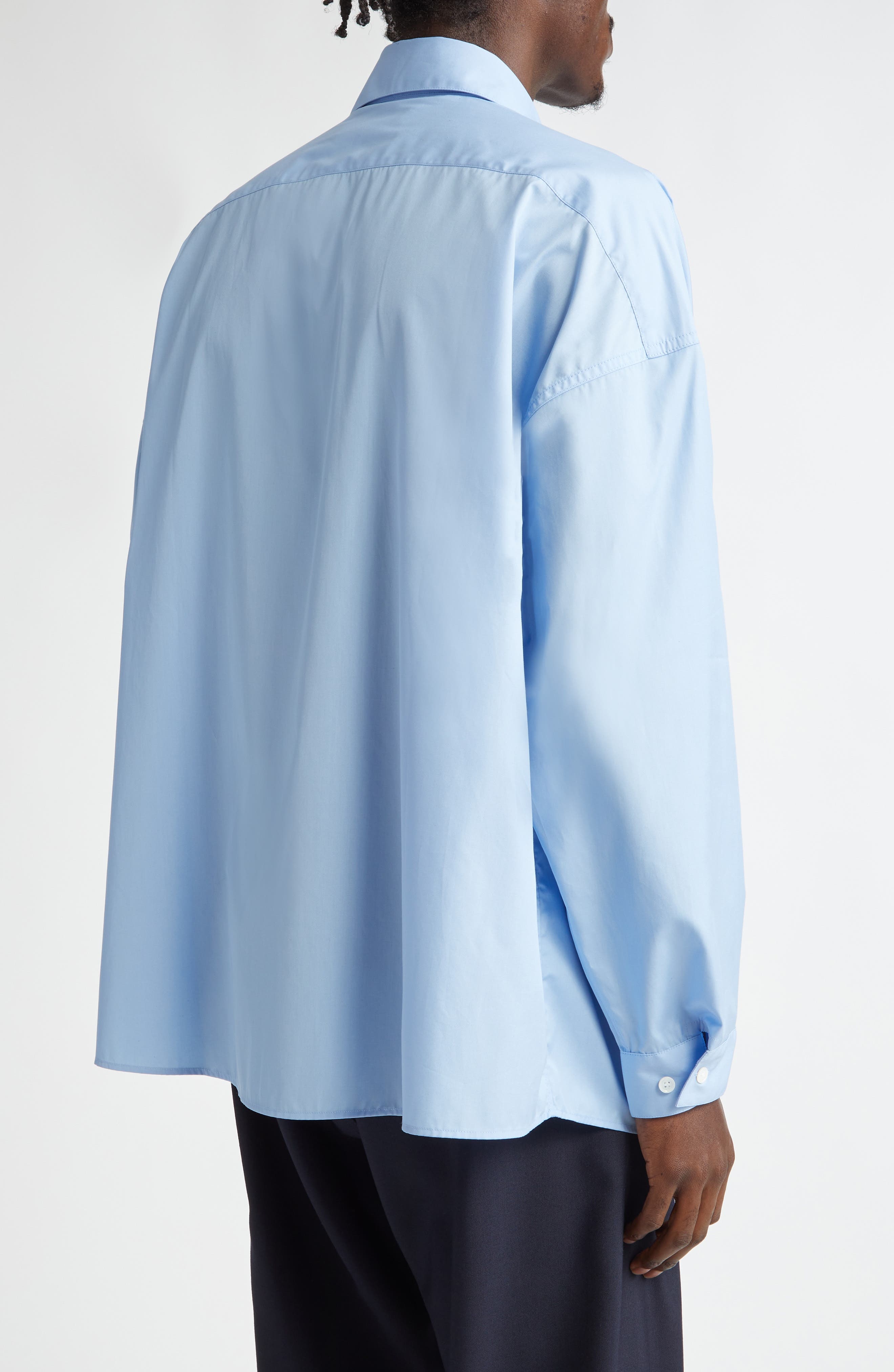 Marni Peeping Logo Organic Cotton Poplin Button-Up Shirt in Iris/Blue at Nordstrom - 2