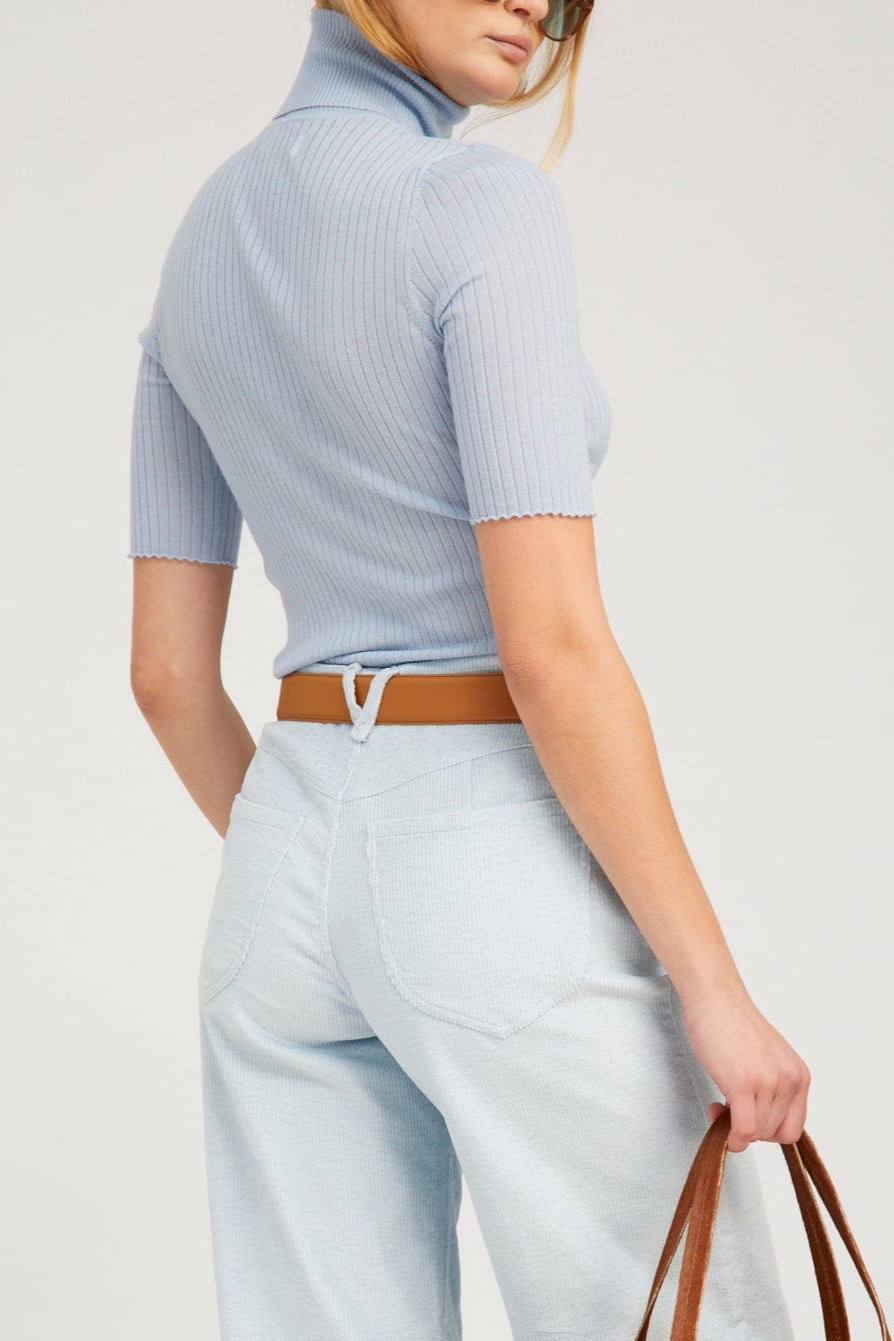 BABY BLUE CASHMERE TURTLENECK - 5