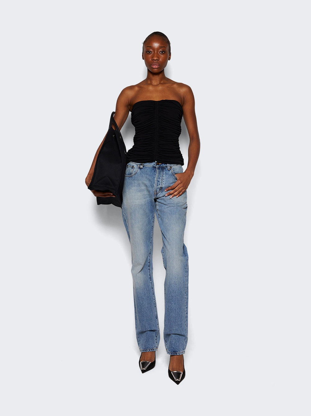 Crepe Jersey Bustier Top Black - 2